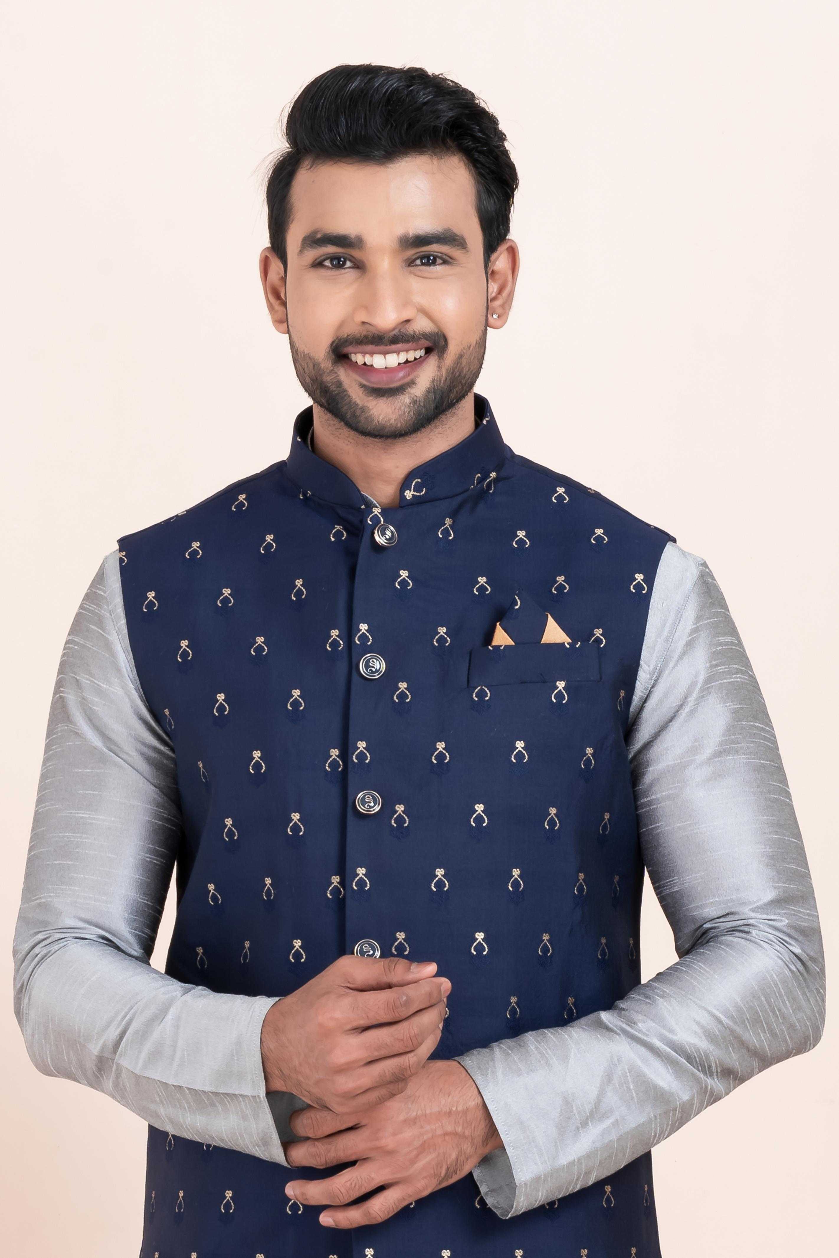 Ynf Banarasi Soft Silk RIN223 2367C Mens Wear Wholesale Nehru Jacket Festive & Wedding Coats Modi Jackets Manufacturer