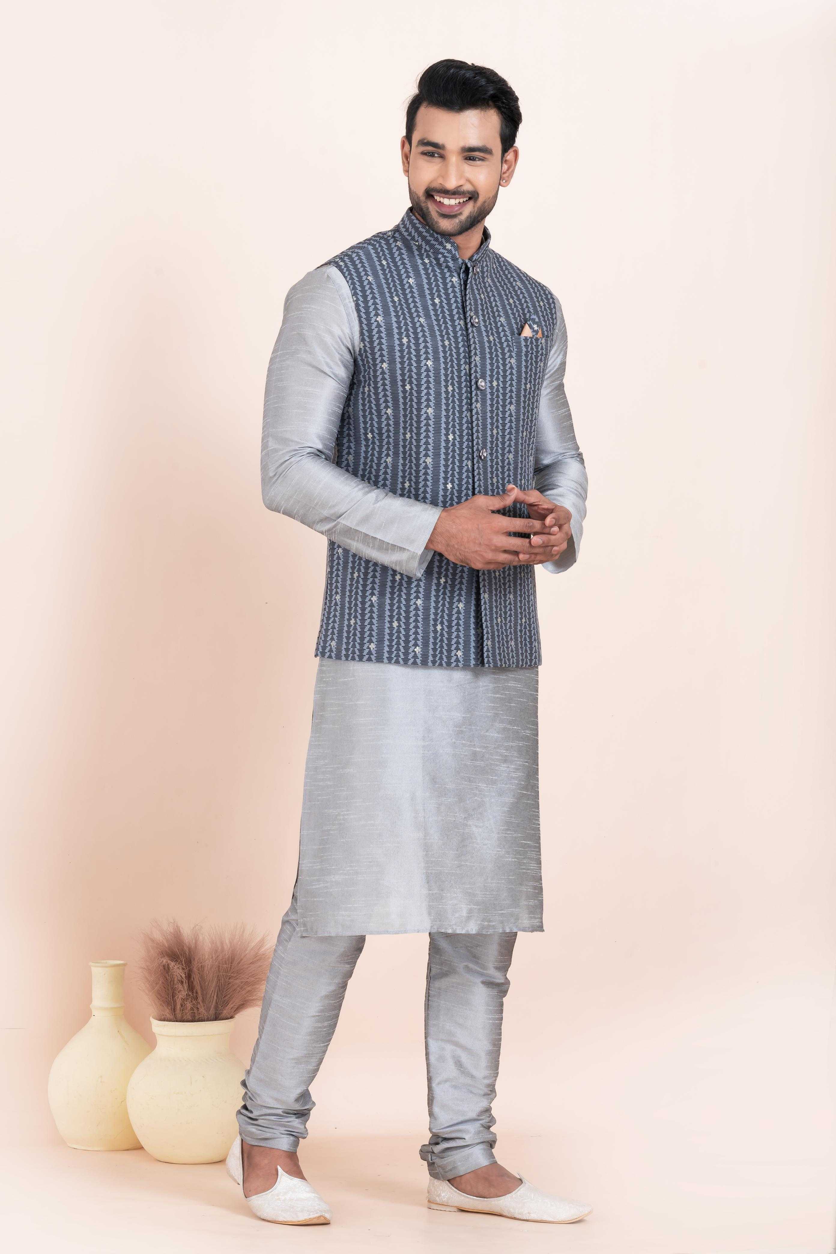 Ynf Banarasi Soft Silk RIN223 2368C Mens Wear Wholesale Nehru Jacket Festive & Wedding Coats Modi Jackets Manufacturer