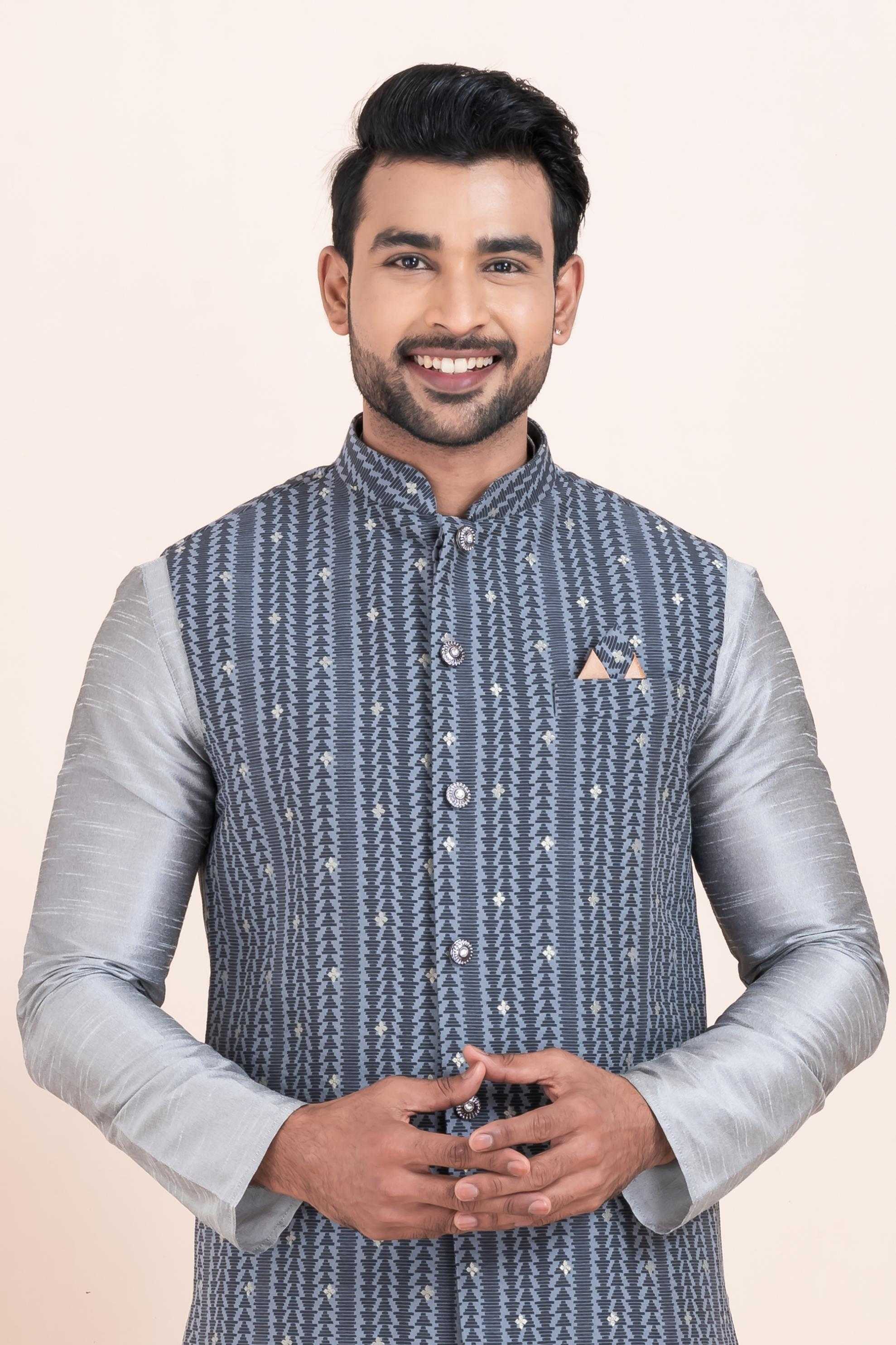 Ynf Banarasi Soft Silk RIN223 2368C Mens Wear Wholesale Nehru Jacket Festive & Wedding Coats Modi Jackets Manufacturer