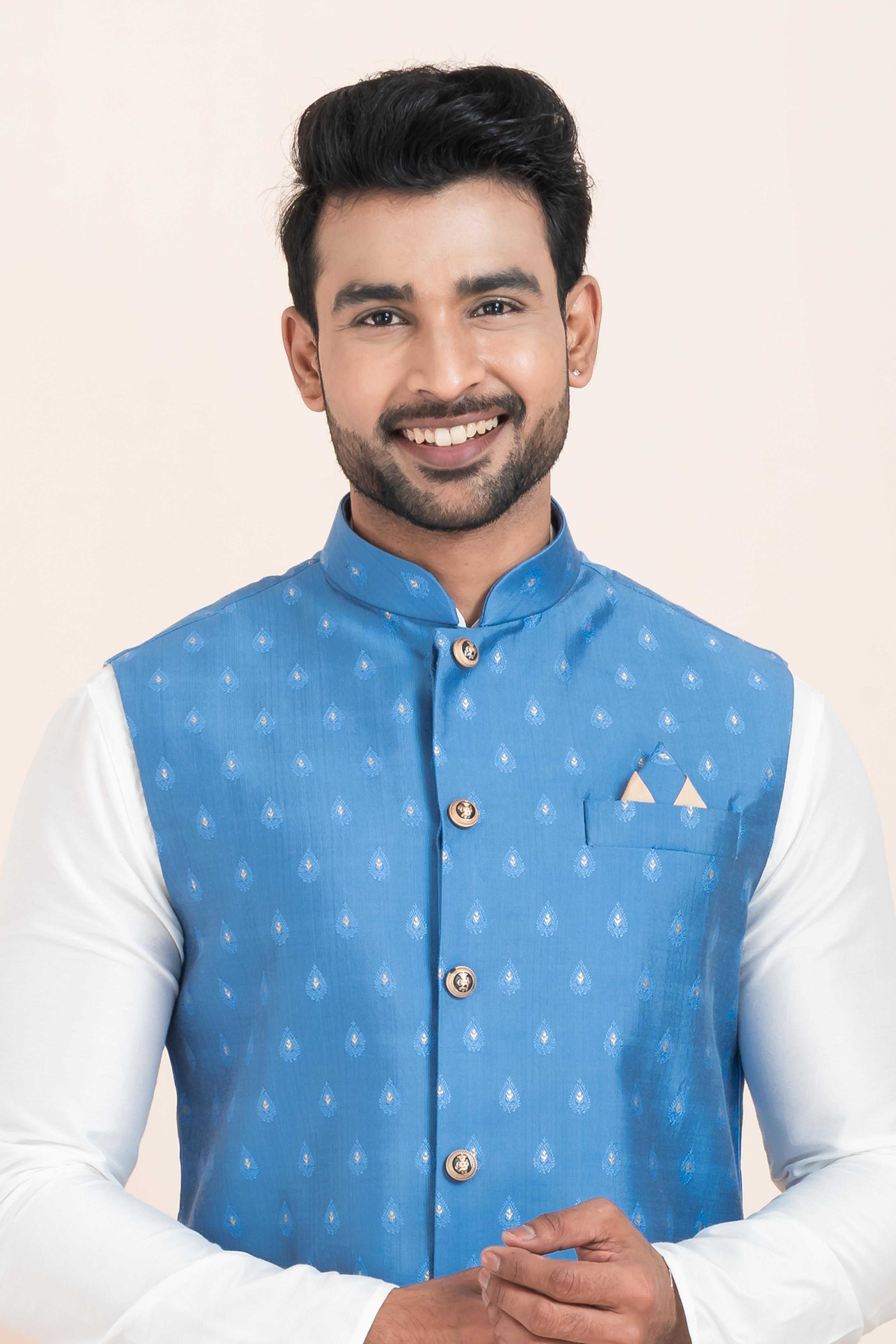 Ynf Banarasi Soft Silk RIN223 2374B Mens Wear Festive Collections Wholesale Nehru Jacket Onam Collections Modi Jackets Manufacturer
