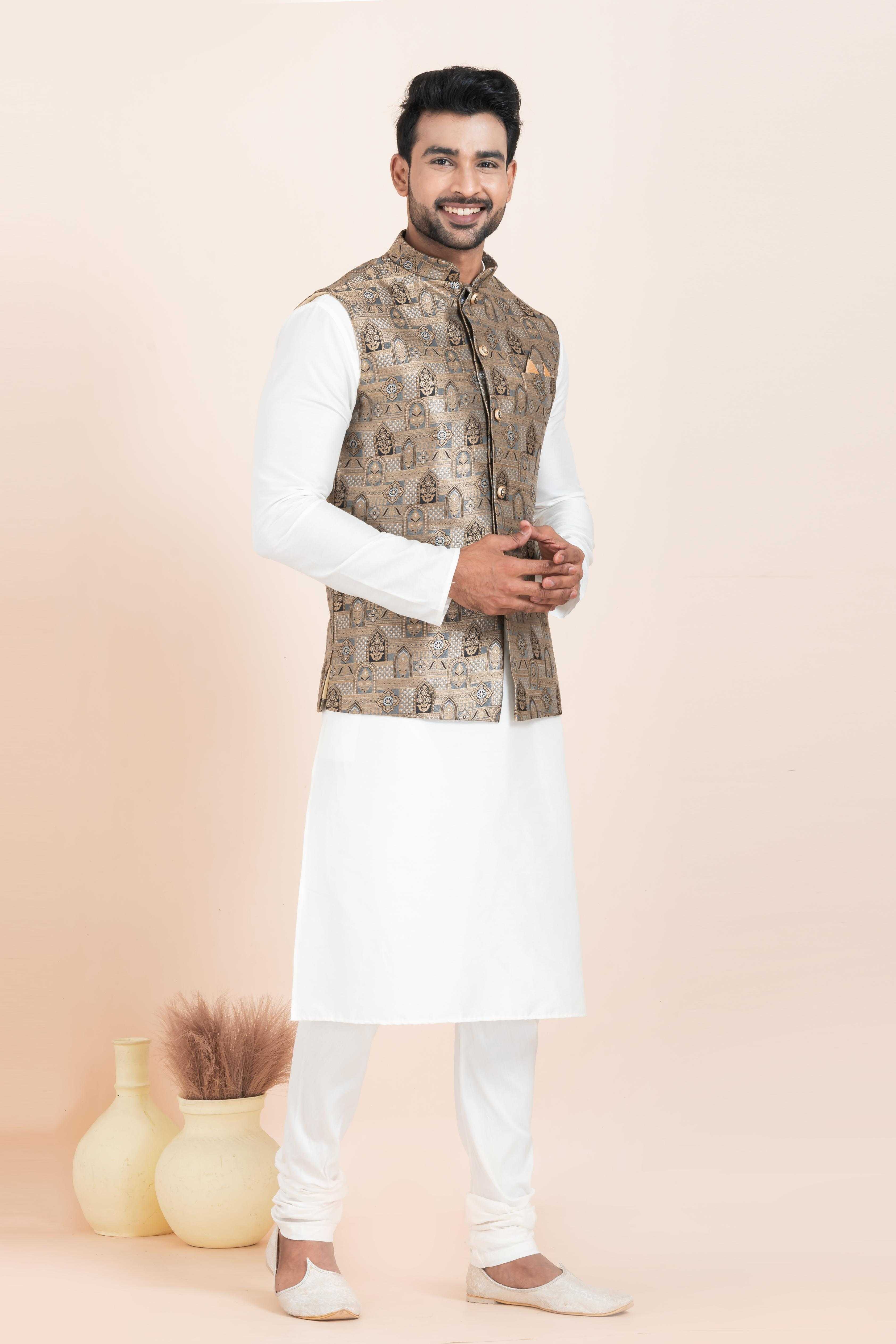 Ynf Banarasi Soft Silk RIN223 2376C Mens Wear Festive Collections Wholesale Nehru Jacket Onam Collections Modi Jackets Manufacturer