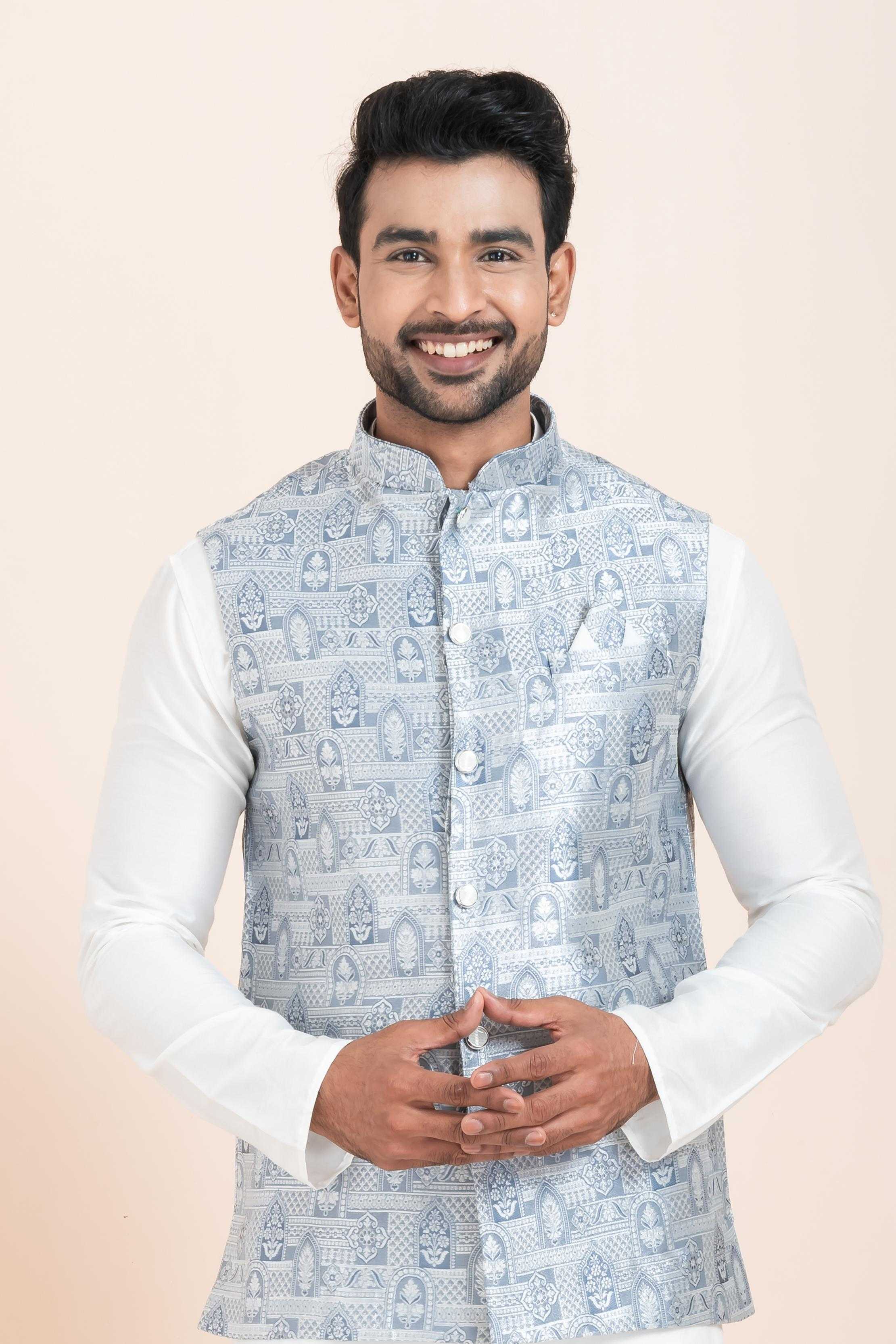 Ynf Banarasi Soft Silk RIN223 2377C Mens Wear Festive Collections Wholesale Nehru Jacket Onam Collections Modi Jackets Manufacturer
