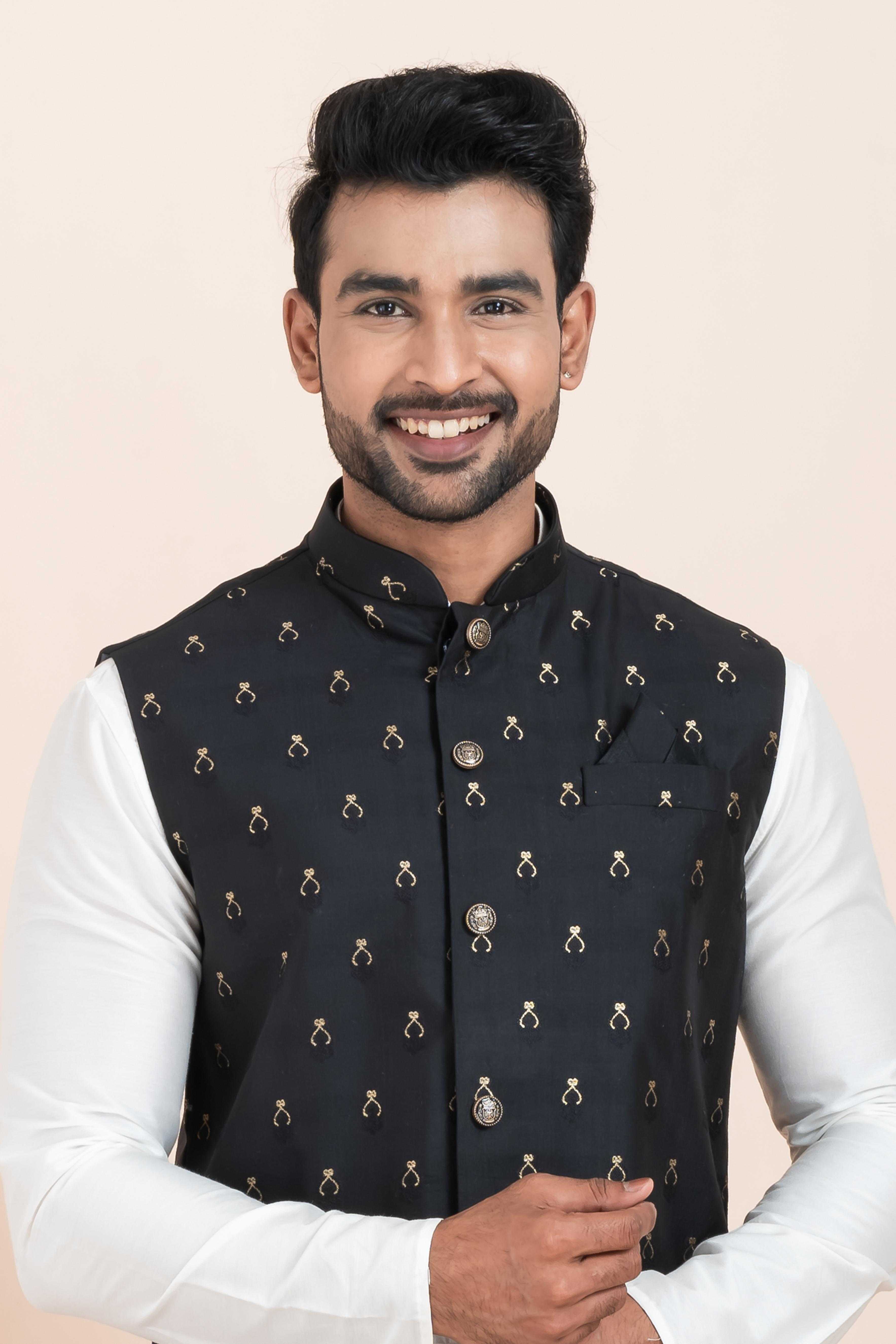 Ynf Banarasi Soft Silk RIN223 2378C Mens Wear Festive Collections Wholesale Nehru Jacket Onam Collections Modi Jackets Manufacturer