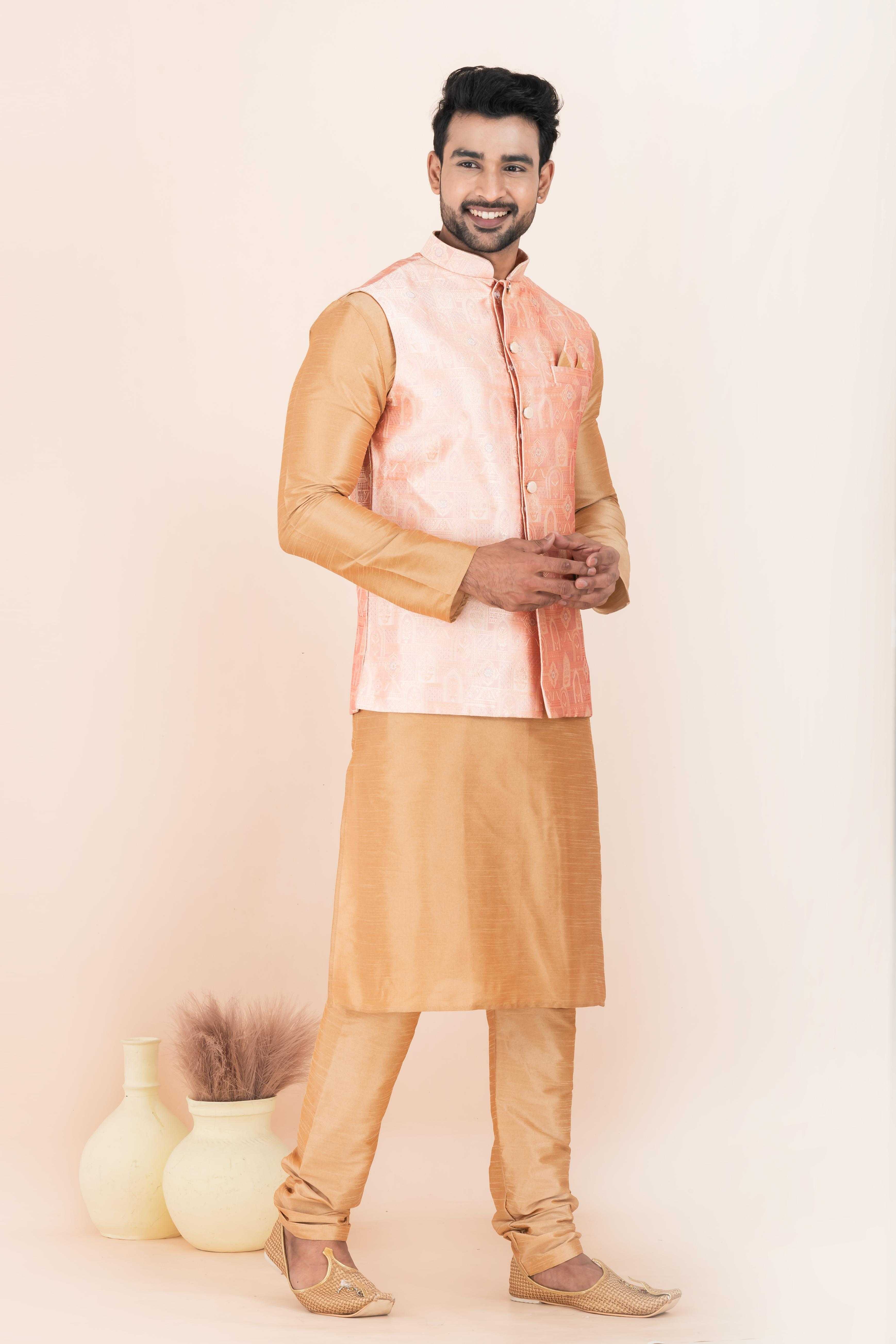 Ynf Banarasi Soft Silk RIN223 2380B Mens Wear Wholesale Nehru Jacket Festive & Wedding Coats Modi Jackets Manufacturer