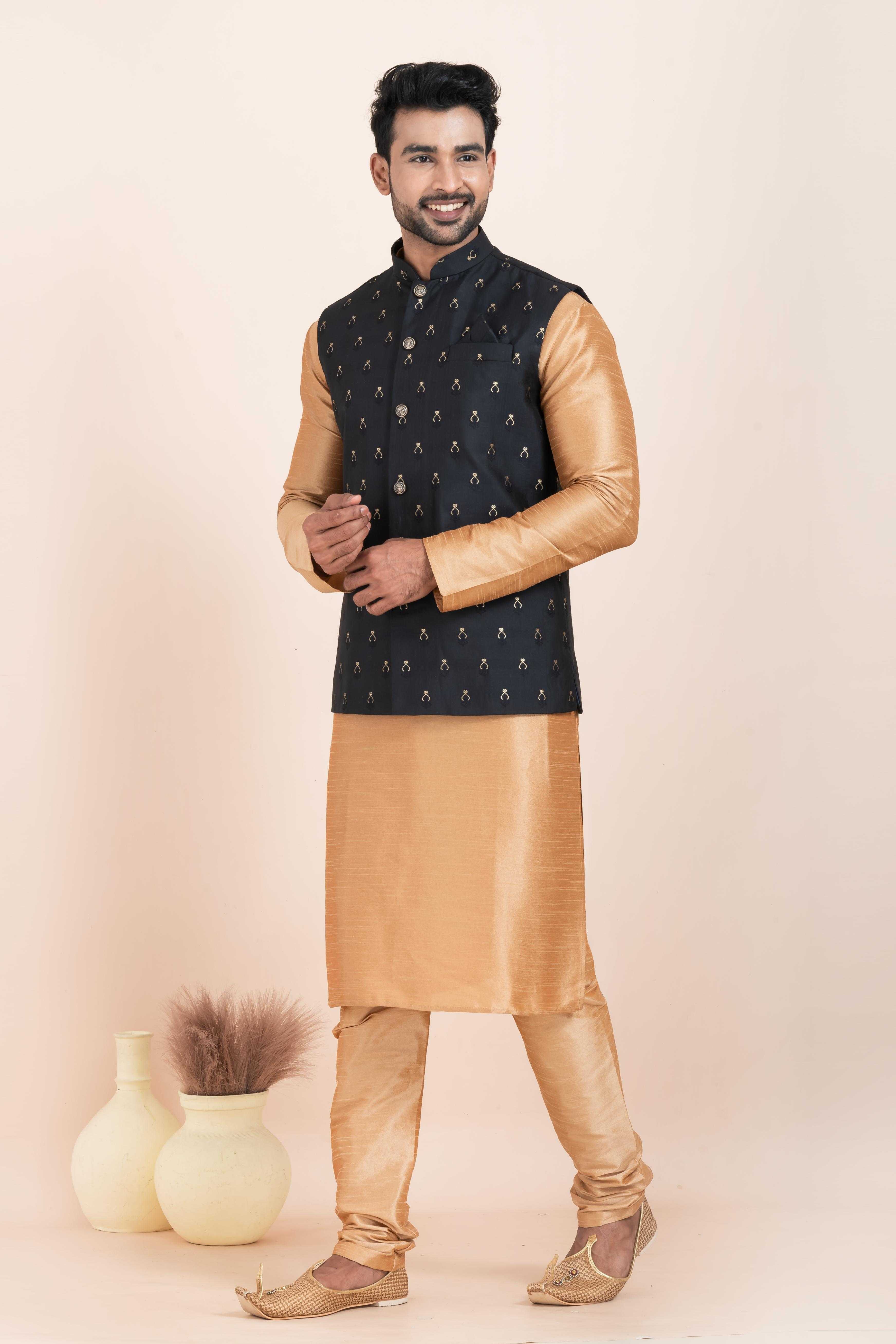 Ynf Banarasi Soft Silk RIN223 2381C Mens Wear Wholesale Nehru Jacket Festive & Wedding Coats Modi Jackets Manufacturer