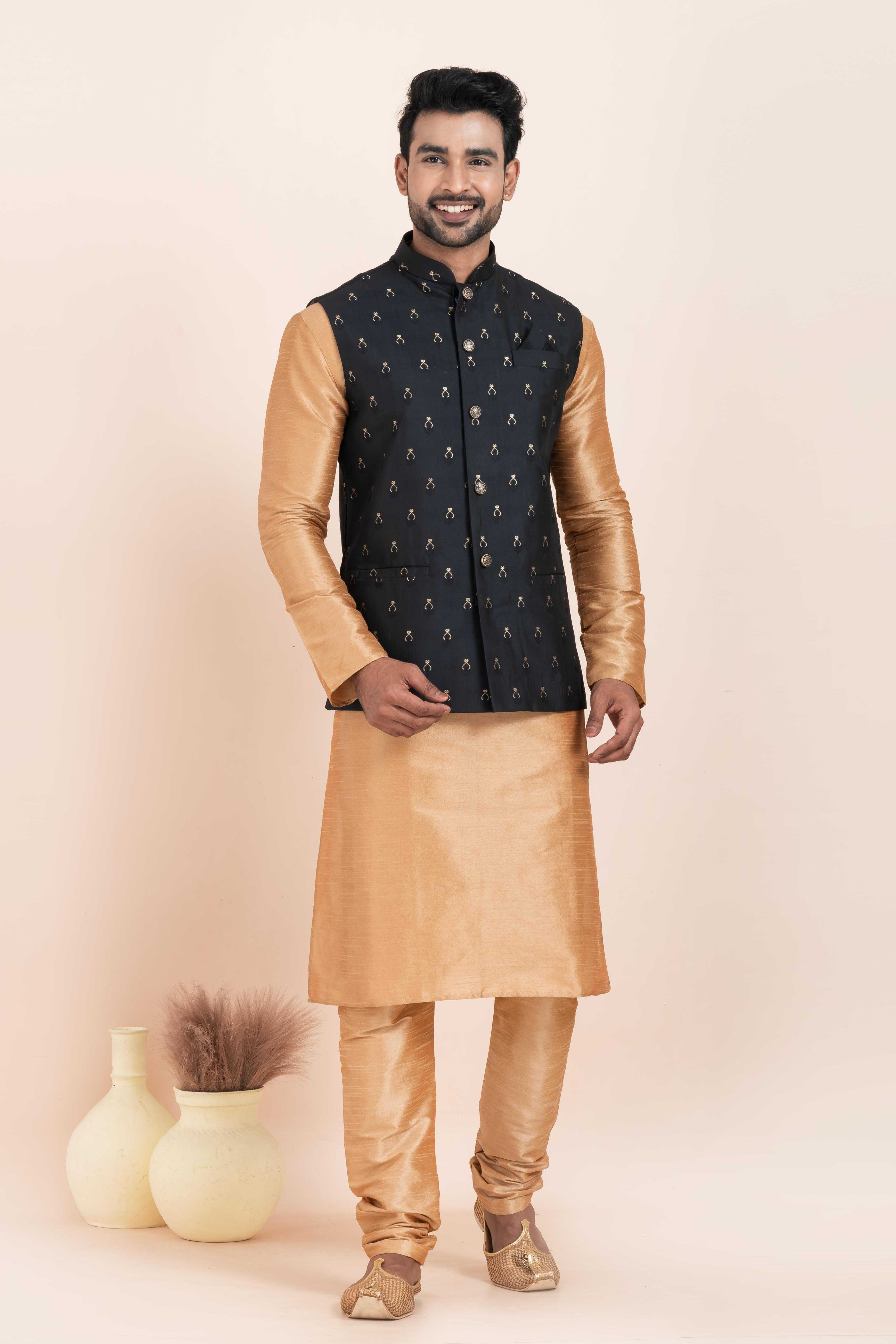 Ynf Banarasi Soft Silk RIN223 2381C Mens Wear Wholesale Nehru Jacket Festive & Wedding Coats Modi Jackets Manufacturer