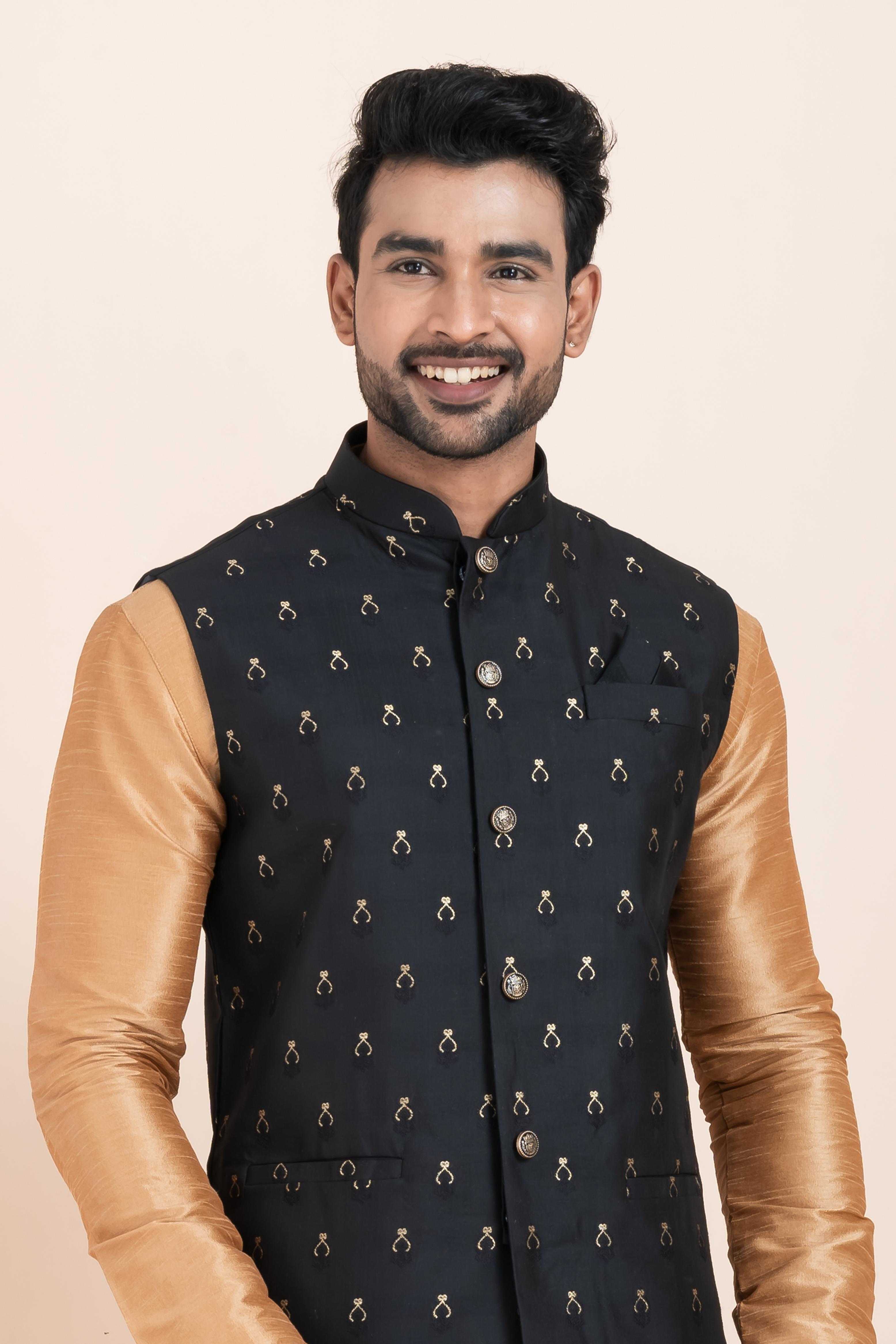 Ynf Banarasi Soft Silk RIN223 2381C Mens Wear Wholesale Nehru Jacket Festive & Wedding Coats Modi Jackets Manufacturer