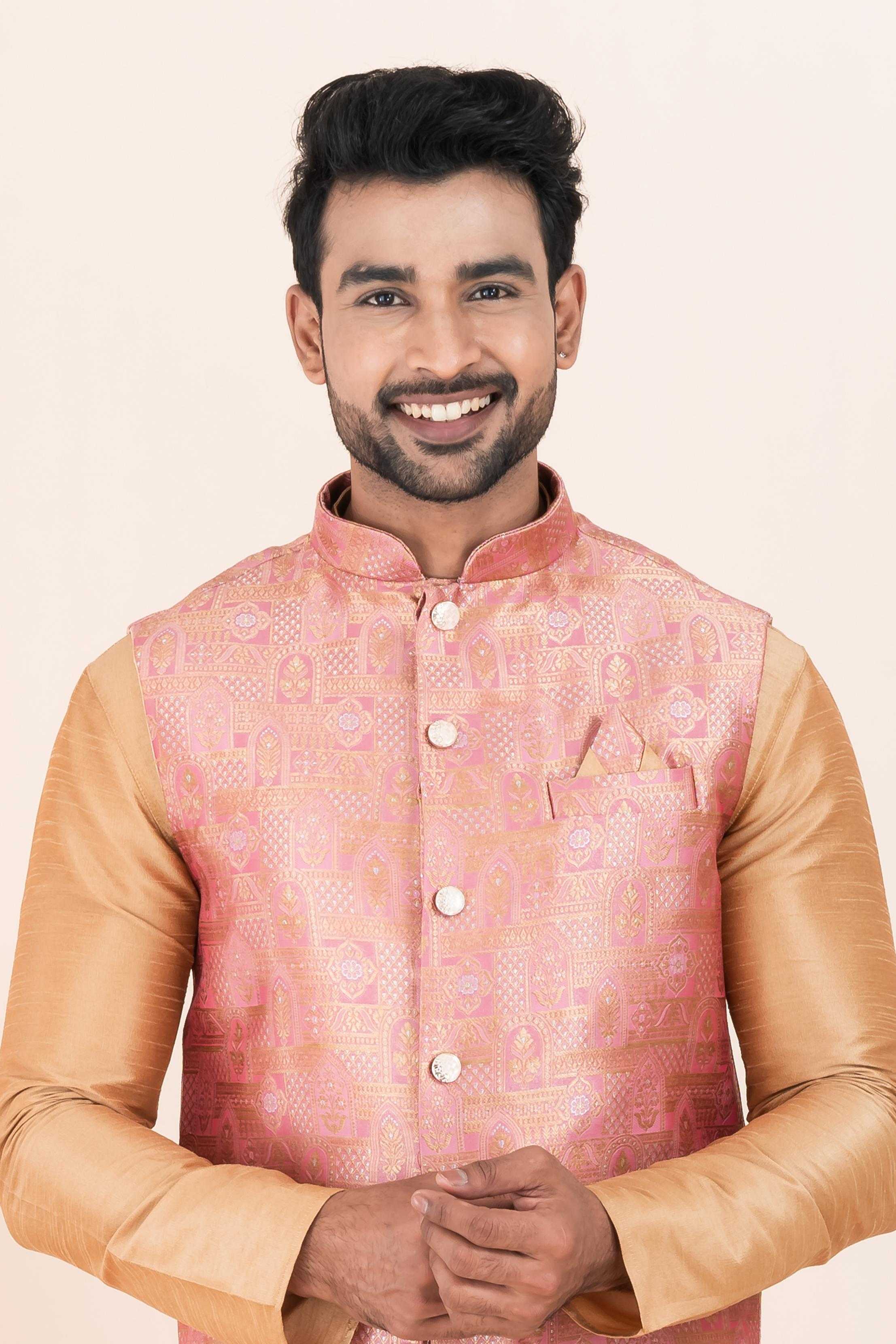 Ynf Banarasi Soft Silk RIN223 2382A Mens Wear Wholesale Nehru Jacket Festive & Wedding Coats Modi Jackets Manufacturer