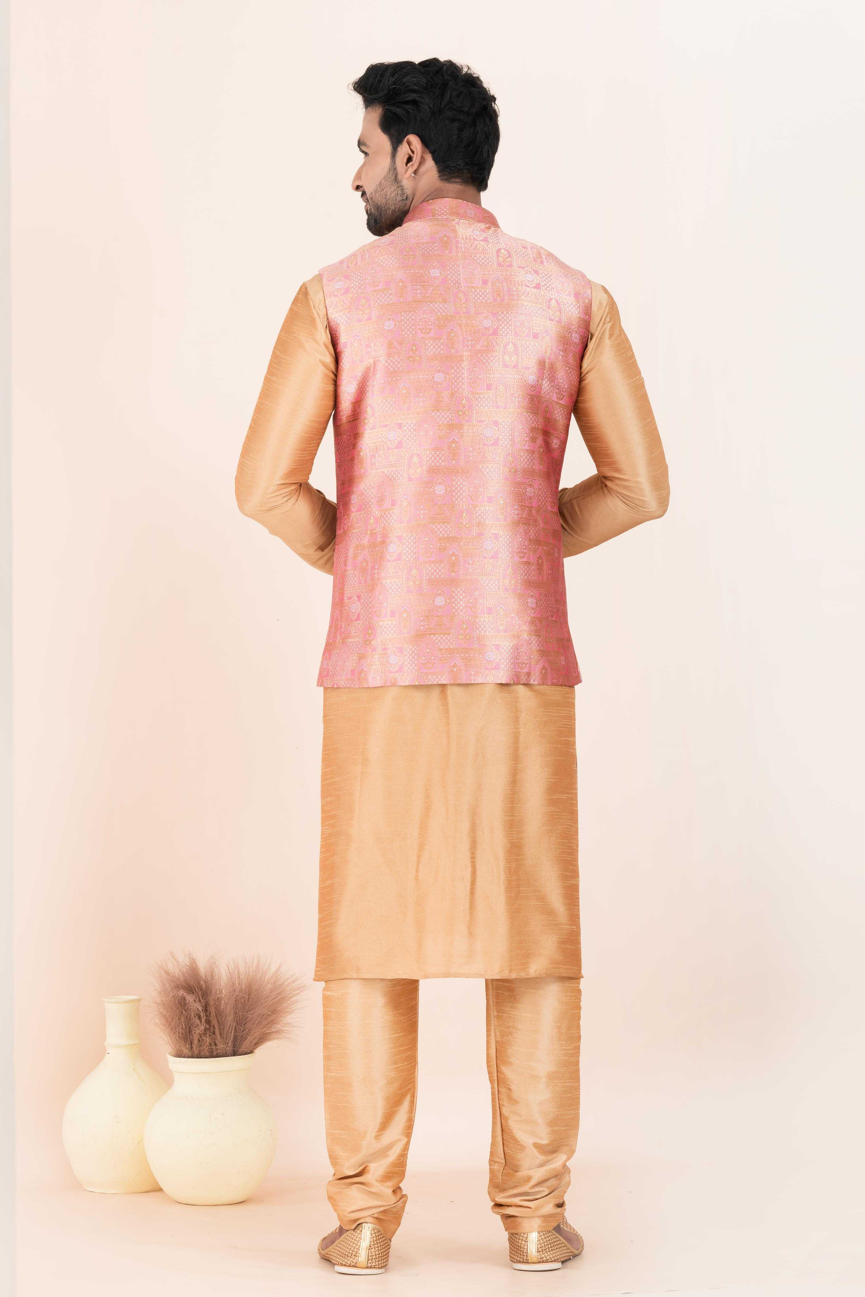 Ynf Banarasi Soft Silk RIN223 2382C Mens Wear Wholesale Nehru Jacket Festive & Wedding Coats Modi Jackets Manufacturer