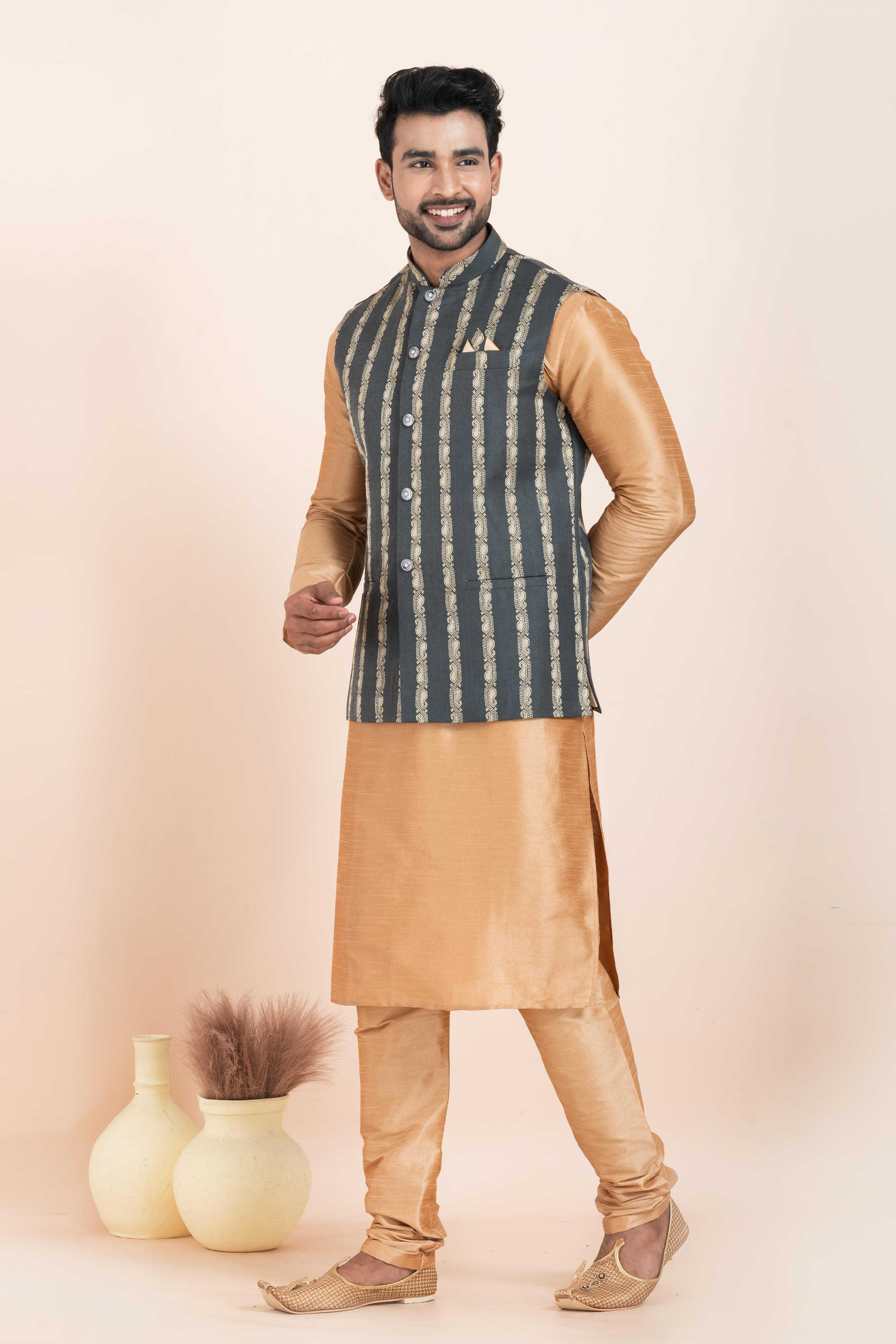 Ynf Banarasi Soft Silk RIN223 2383A Mens Wear Wholesale Nehru Jacket Festive & Wedding Coats Modi Jackets Manufacturer