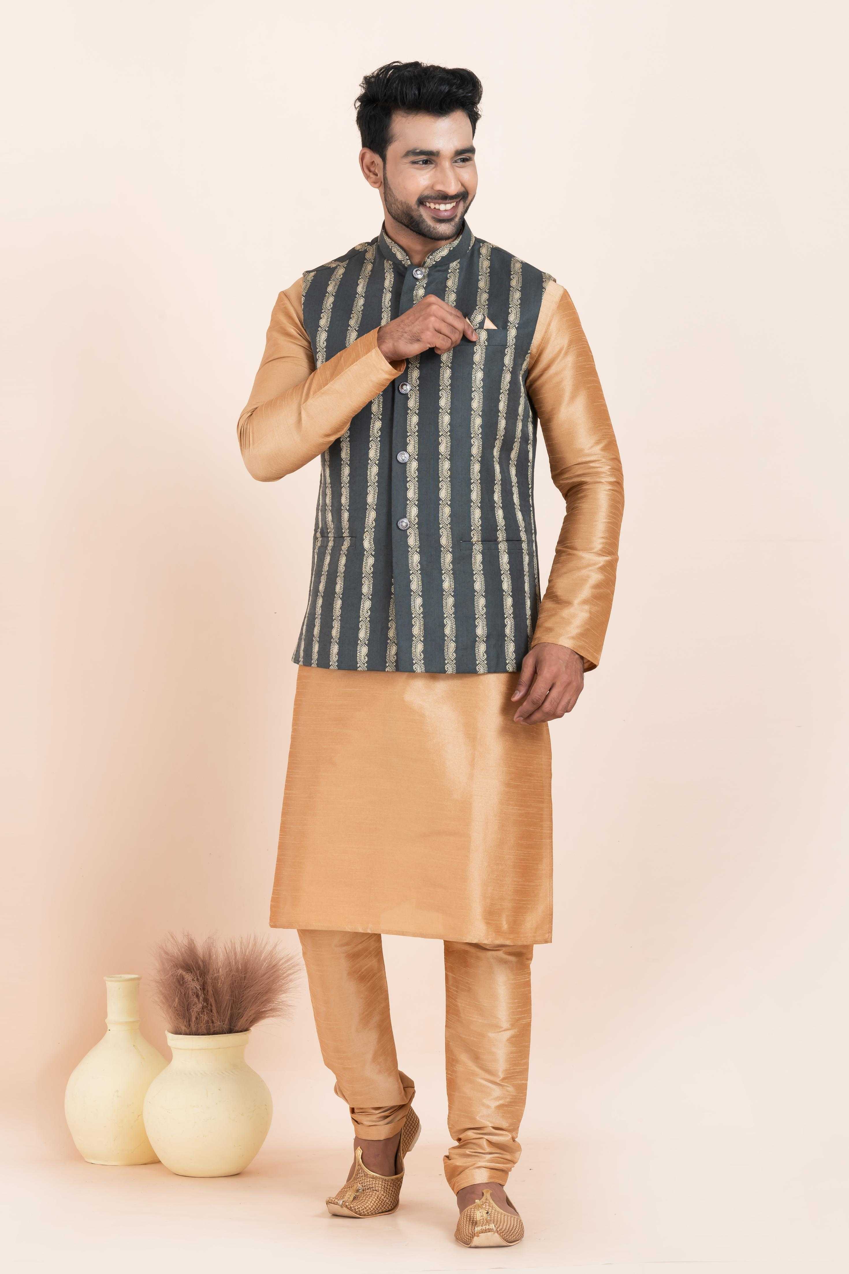 Ynf Banarasi Soft Silk RIN223 2383A Mens Wear Wholesale Nehru Jacket Festive & Wedding Coats Modi Jackets Manufacturer