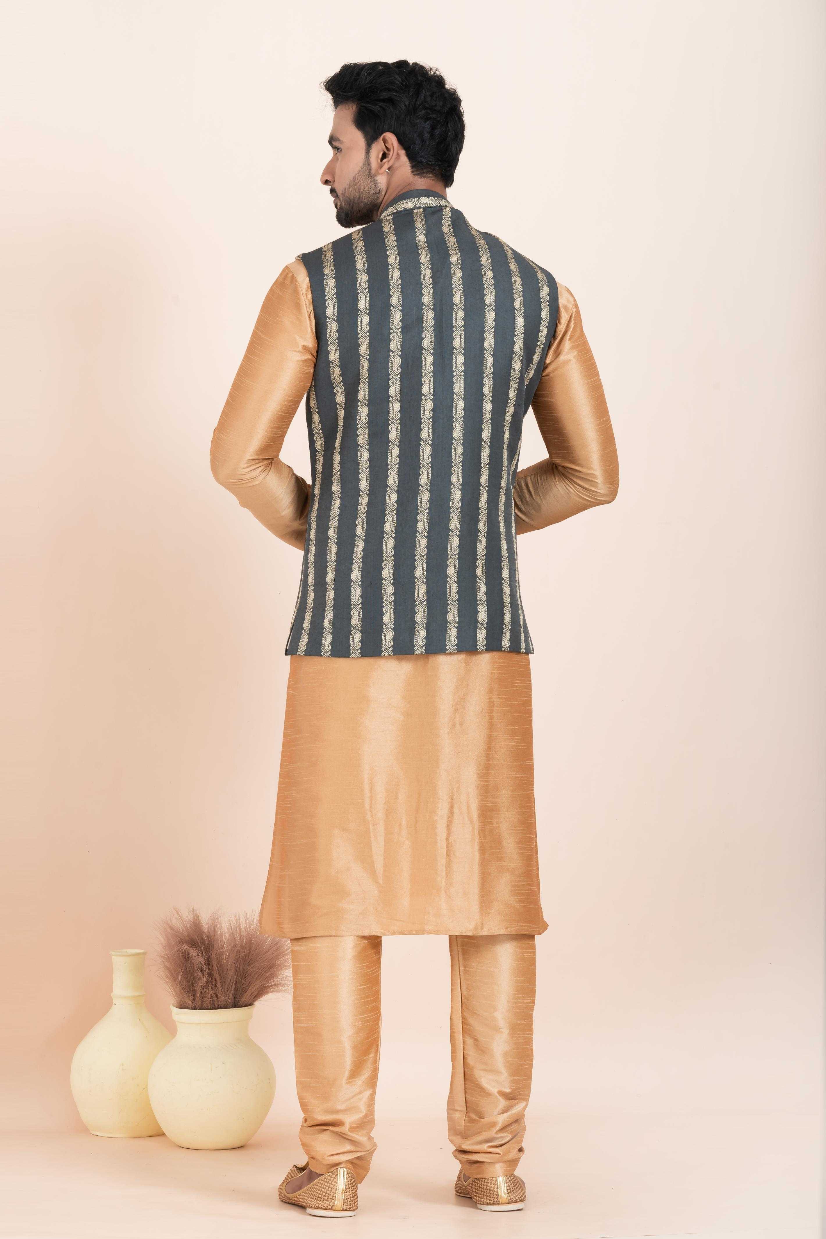 Ynf Banarasi Soft Silk RIN223 2383A Mens Wear Wholesale Nehru Jacket Festive & Wedding Coats Modi Jackets Manufacturer