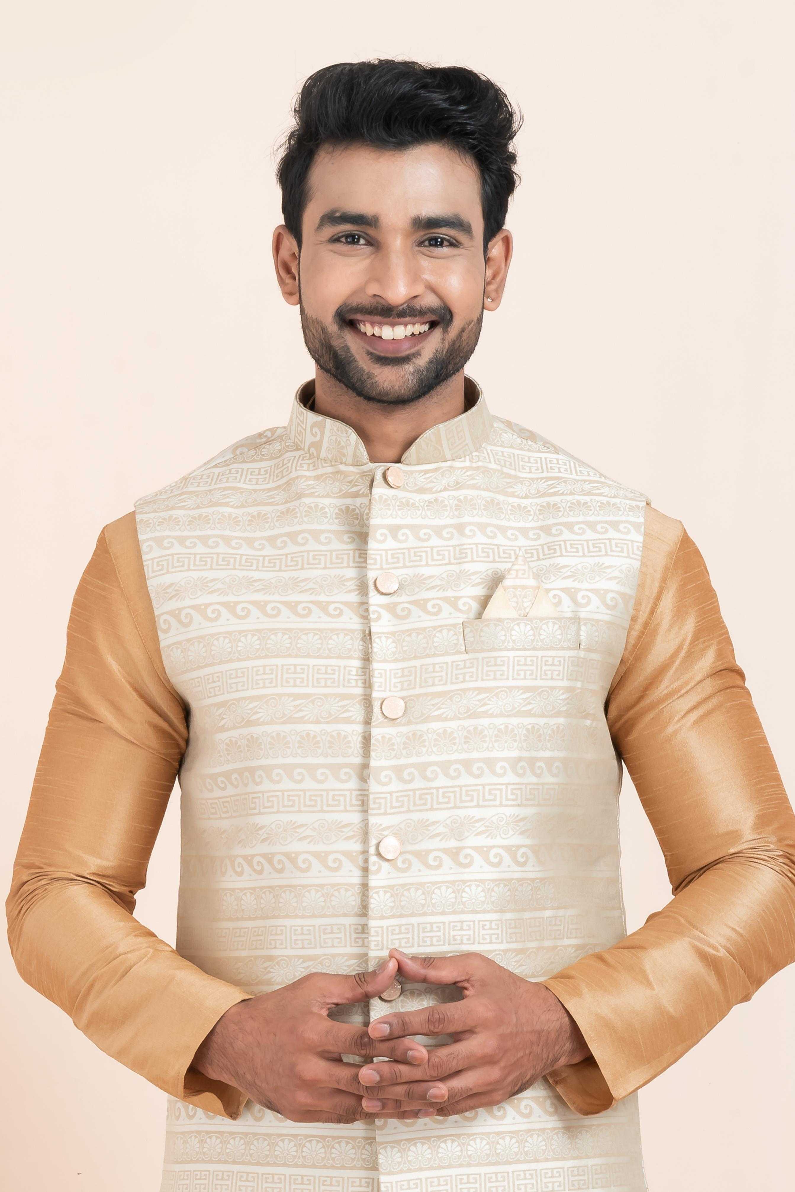 Ynf Banarasi Soft Silk RIN223 2387C Mens Wear Wholesale Nehru Jacket Festive & Wedding Coats Modi Jackets Manufacturer