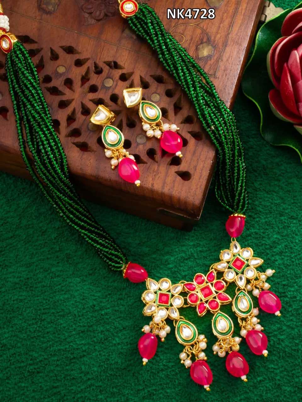 Ynf Brass KESH105 NK4728 Womens Jewellery Wholesale Fancy Mala Necklaces Kundan Pendant Sets Manufacturer