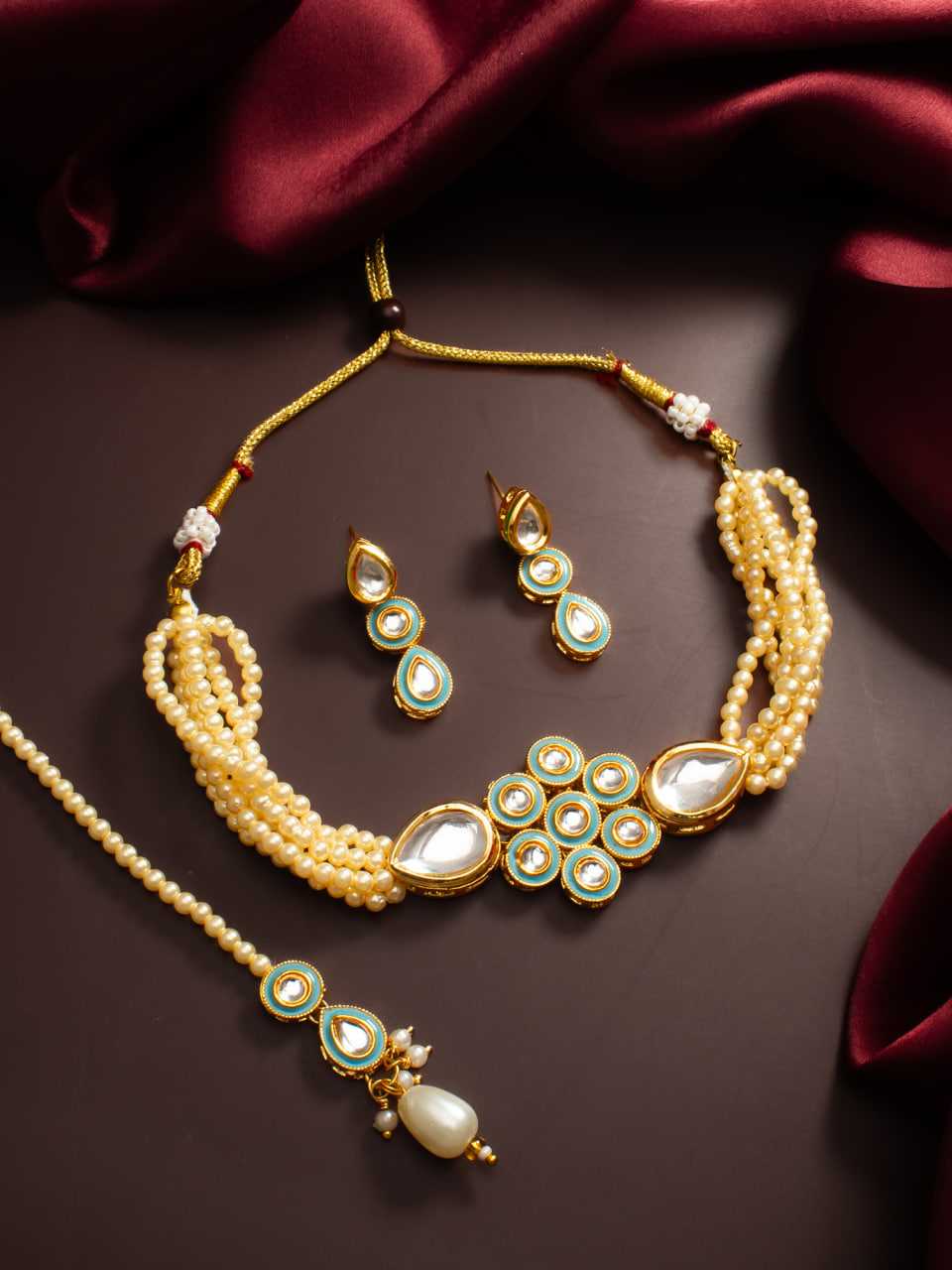 Ynf Brass KESH105 NK4734 Womens Jewellery Wholesale Choker Necklaces Fancy Mala Necklaces Kundan Pendant Sets Manufacturer