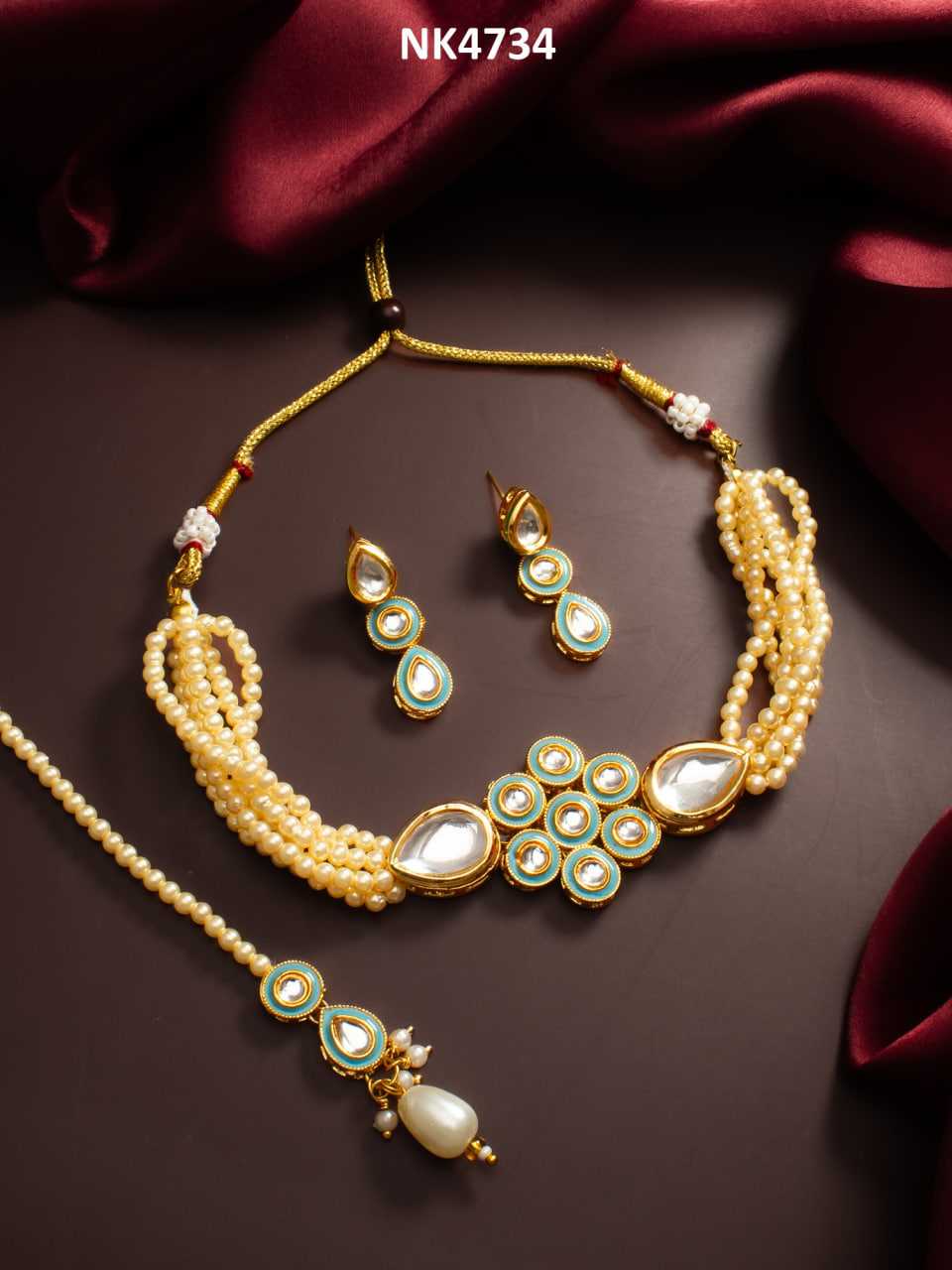 Ynf Brass KESH105 NK4734 Womens Jewellery Wholesale Choker Necklaces Fancy Mala Necklaces Kundan Pendant Sets Manufacturer