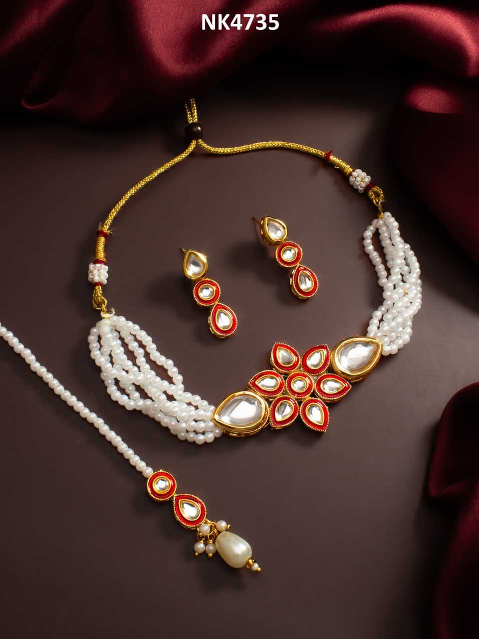 Ynf Brass KESH105 NK4735 Womens Jewellery Wholesale Choker Necklaces Fancy Mala Necklaces Kundan Pendant Sets Manufacturer