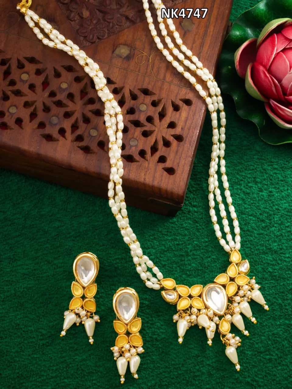 Ynf Brass KESH105 NK4747 Womens Jewellery Wholesale Long Sets Fancy Mala Necklaces Kundan Pendant Sets Manufacturer