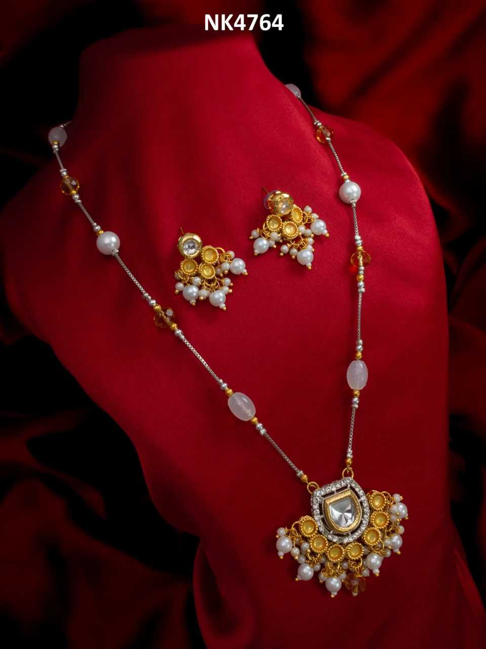 Ynf Brass KESH105 NK4764 Womens Jewellery Wholesale Long Sets Kundan Pendant Sets Necklaces Set Manufacturer