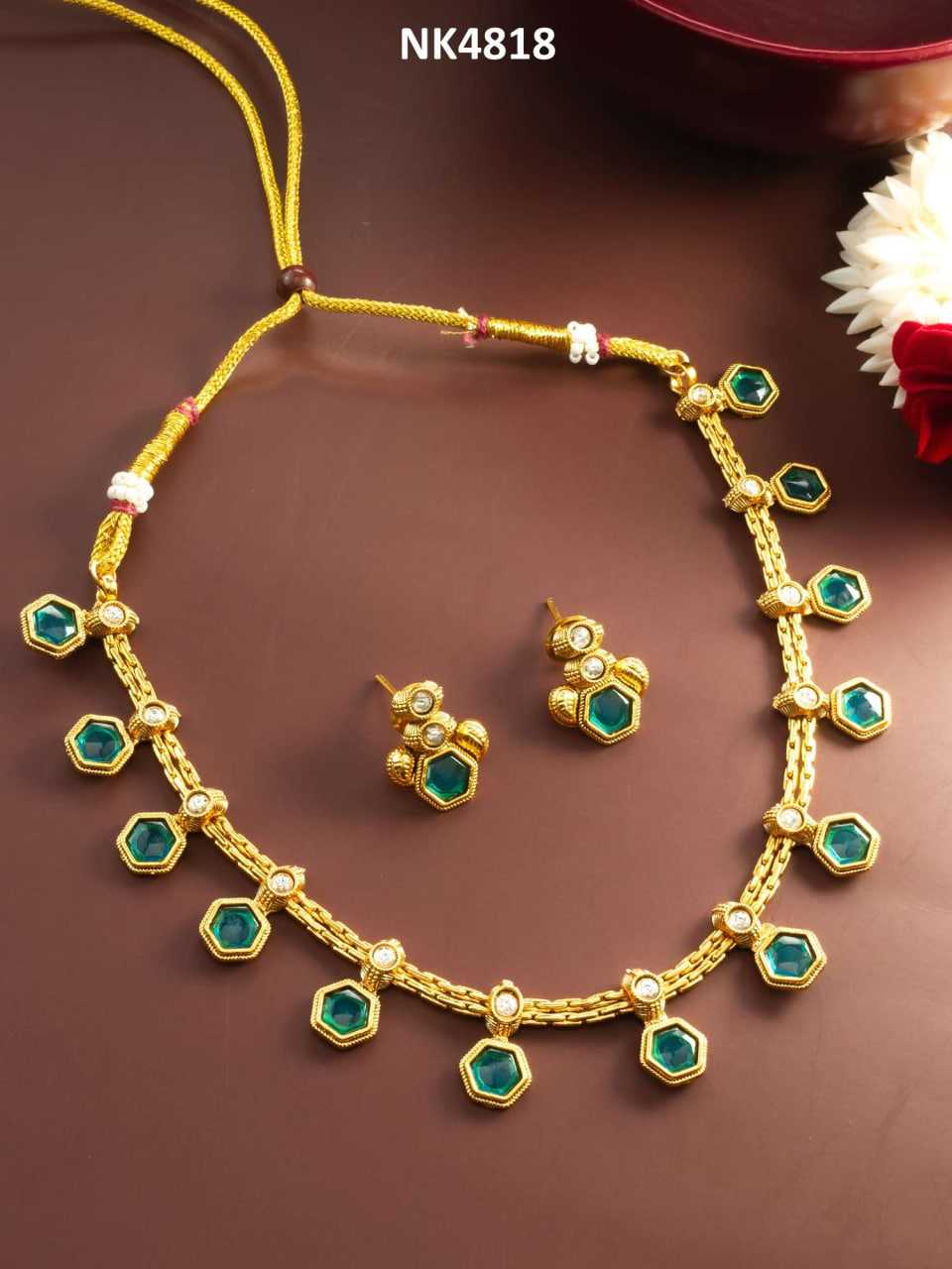 Ynf Brass KESH105 NK4818 Womens Jewellery Wholesale Necklaces Set Golden Necklace Set Manufacturer