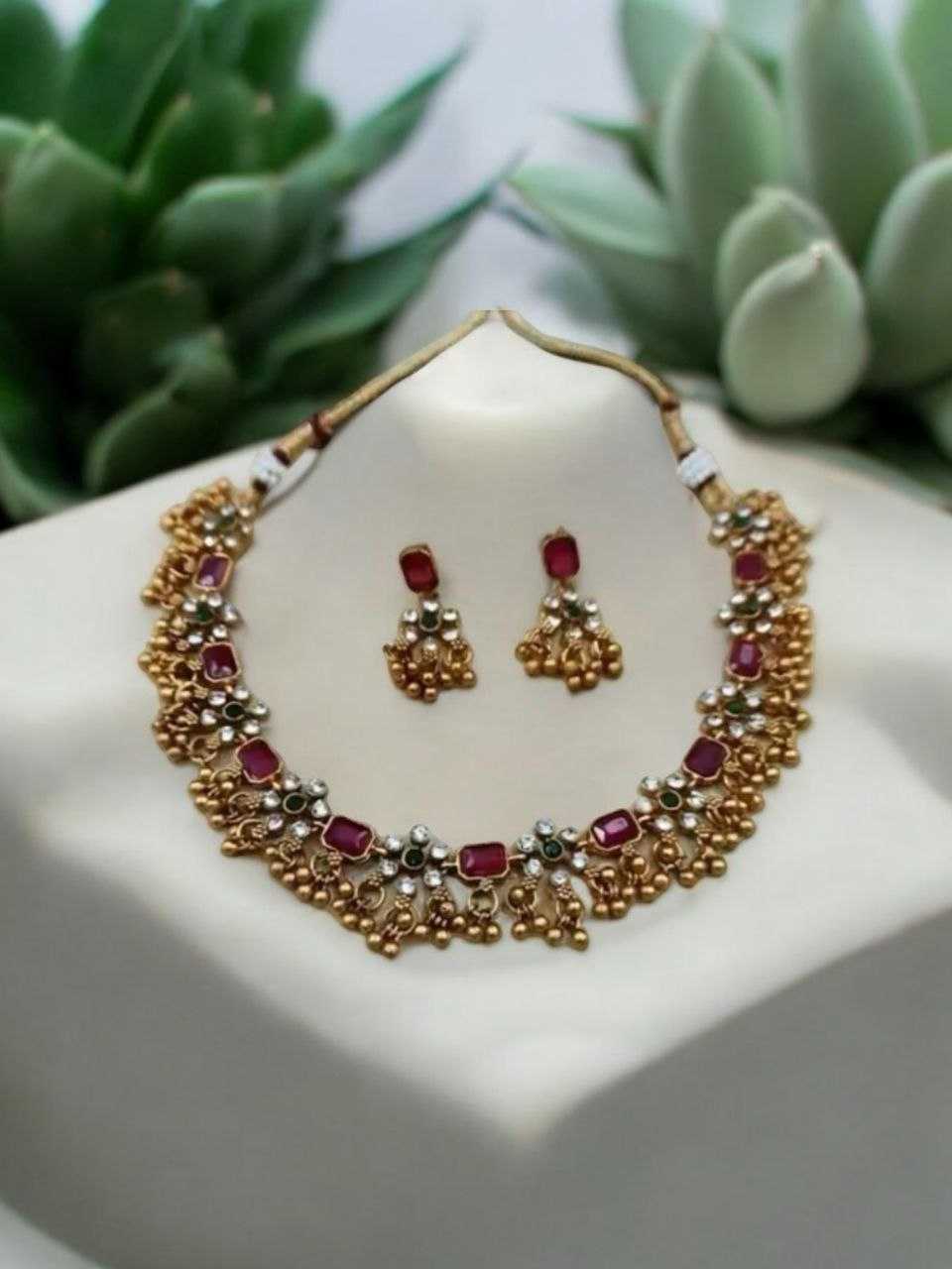 Ynf Brass KESH483 Womens Jewellery Wholesale Necklaces Set Golden Necklace Set Manufacturer