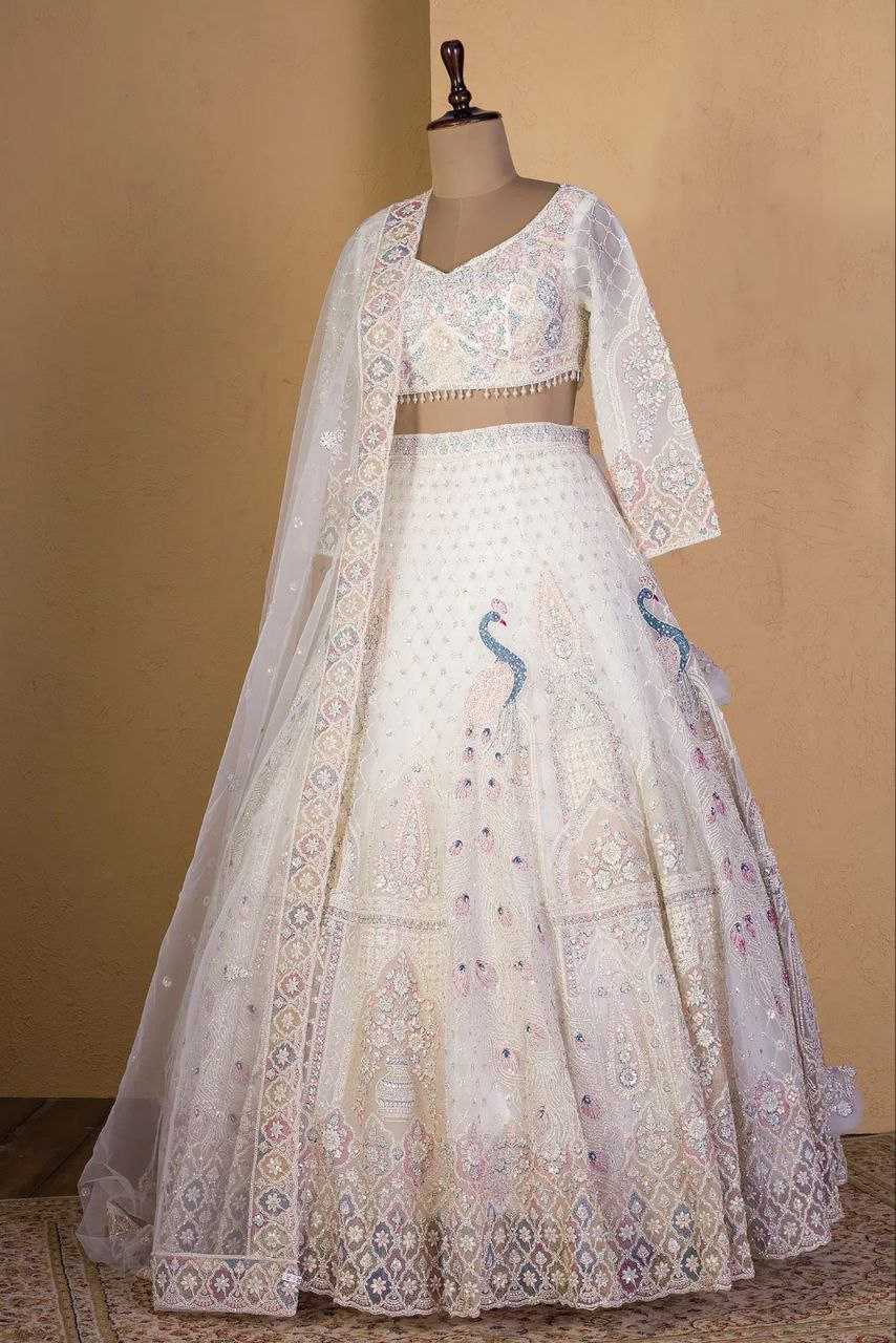 Ynf Butterfly Net KESH508 1064 Lehengas Wholesale Designer Lehenga Wedding Lehenga White Lehenga Manufacturer
