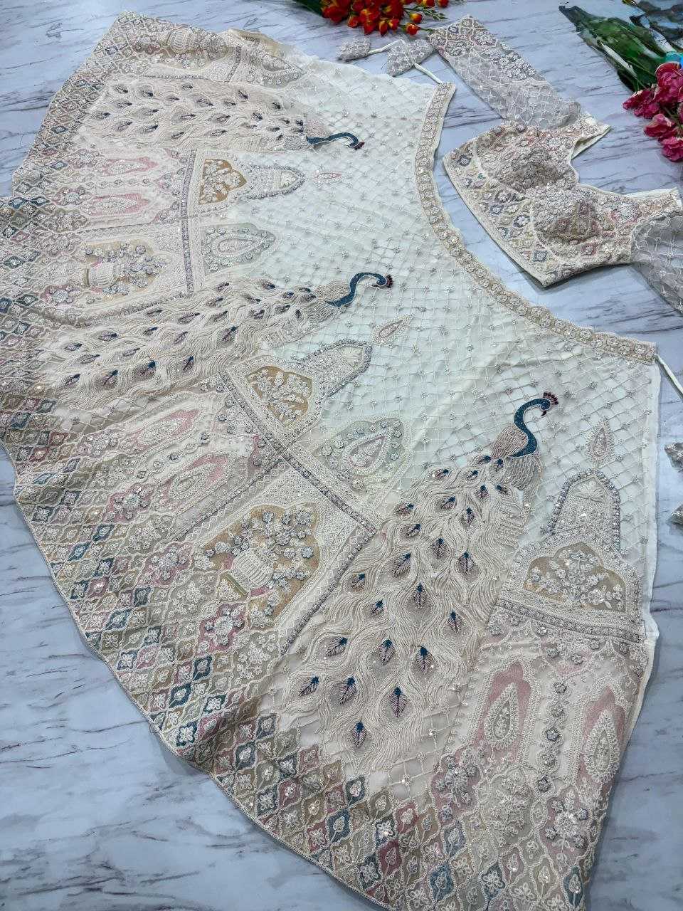 Ynf Butterfly Net KESH508 1064 Lehengas Wholesale Designer Lehenga Wedding Lehenga White Lehenga Manufacturer