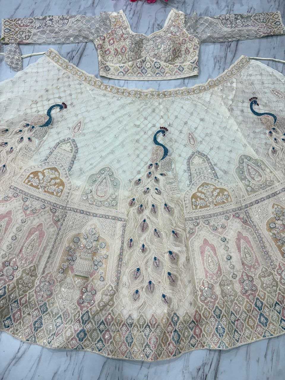 Ynf Butterfly Net KESH508 1064 Lehengas Wholesale Designer Lehenga Wedding Lehenga White Lehenga Manufacturer