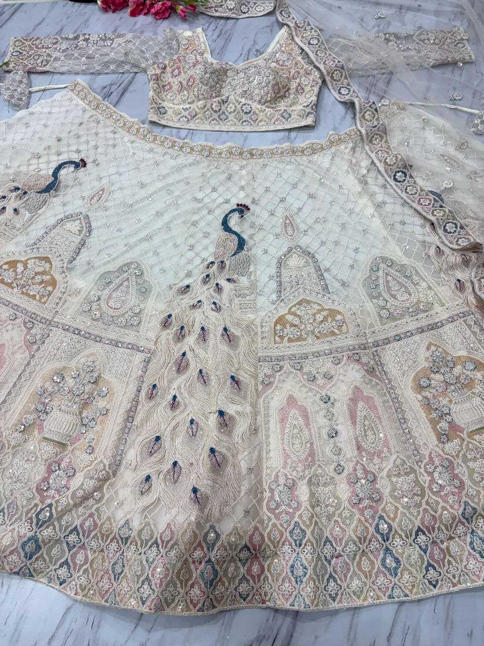 Ynf Butterfly Net KESH508 1064 Lehengas Wholesale Designer Lehenga Wedding Lehenga White Lehenga Manufacturer