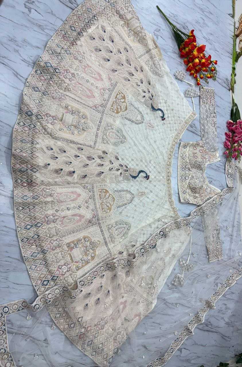 Ynf Butterfly Net KESH508 1064 Lehengas Wholesale Designer Lehenga Wedding Lehenga White Lehenga Manufacturer