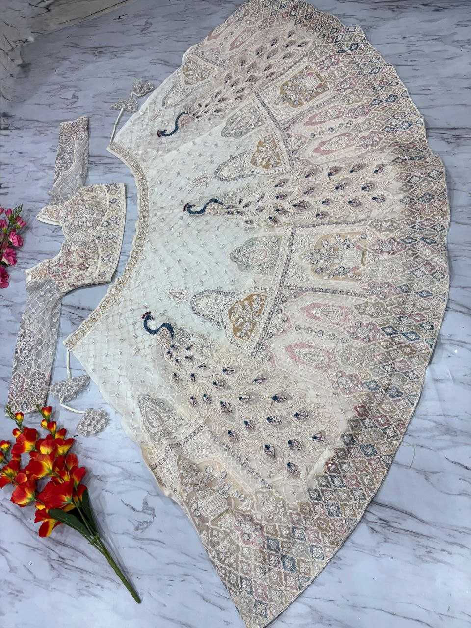 Ynf Butterfly Net KESH508 1064 Lehengas Wholesale Designer Lehenga Wedding Lehenga White Lehenga Manufacturer