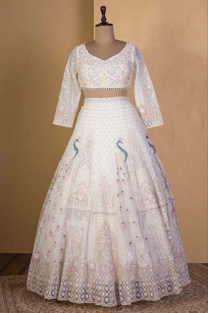 Ynf Butterfly Net KESH508 1064 Lehengas Wholesale Designer Lehenga Wedding Lehenga White Lehenga Manufacturer