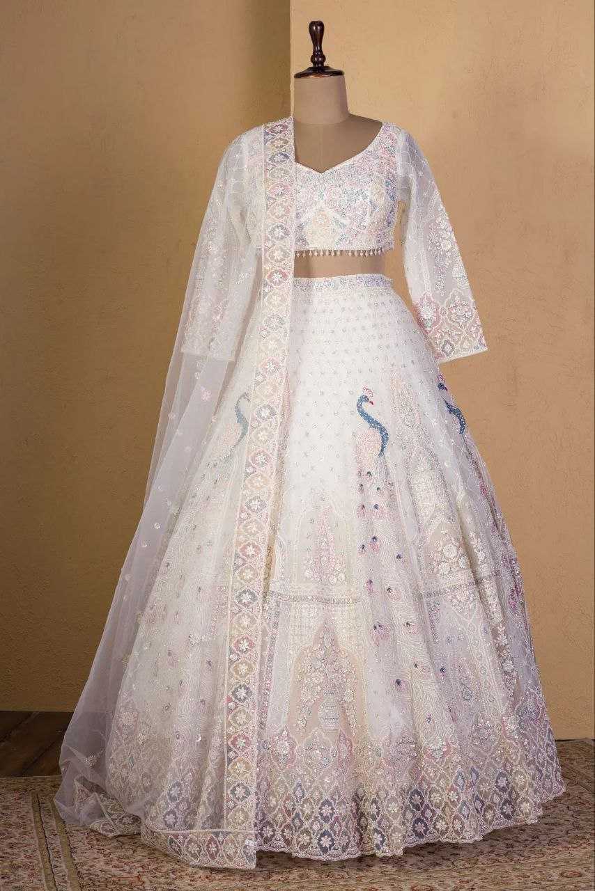 Ynf Butterfly Net KESH508 1064 Lehengas Wholesale Designer Lehenga Wedding Lehenga White Lehenga Manufacturer