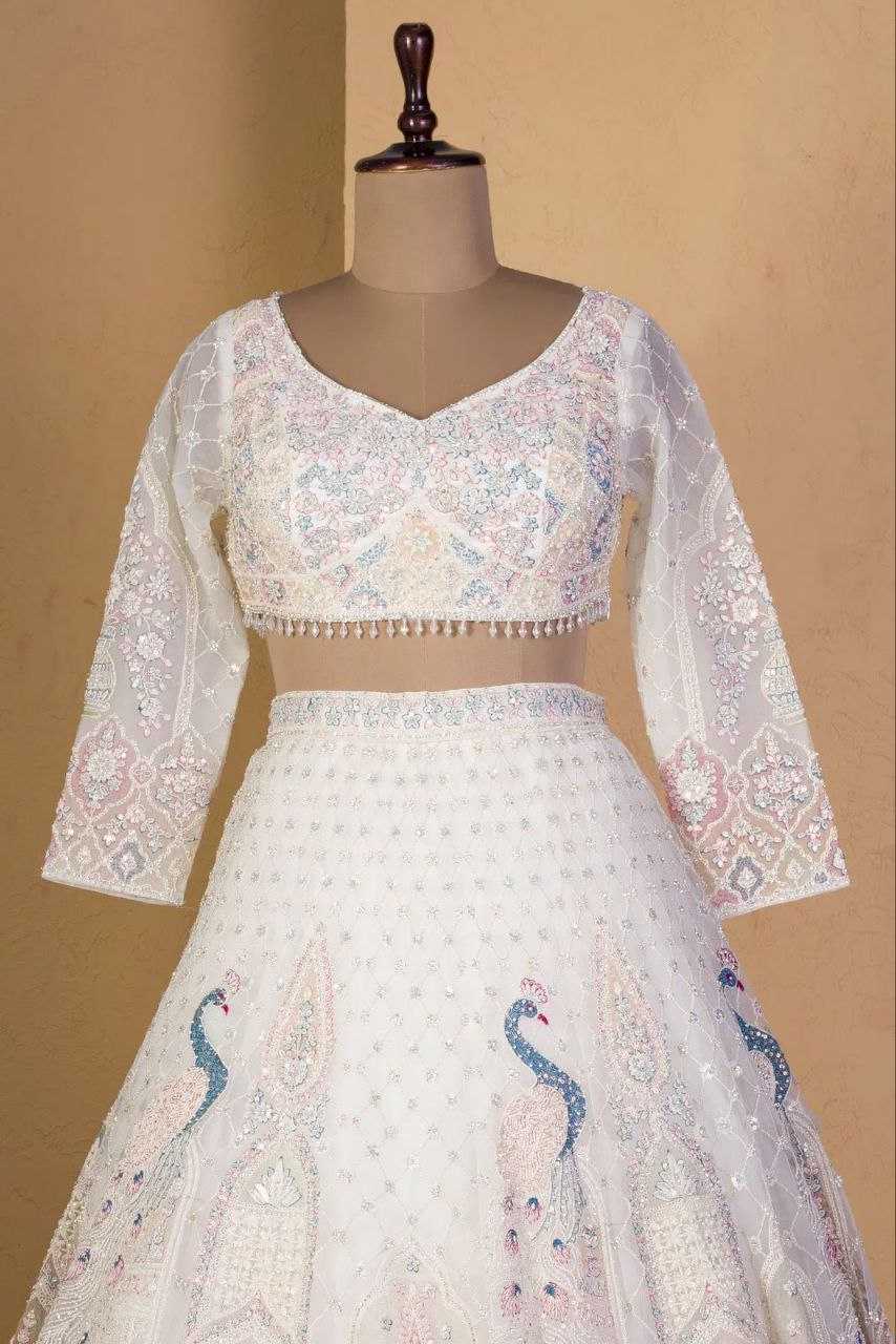 Ynf Butterfly Net KESH508 1064 Lehengas Wholesale Designer Lehenga Wedding Lehenga White Lehenga Manufacturer