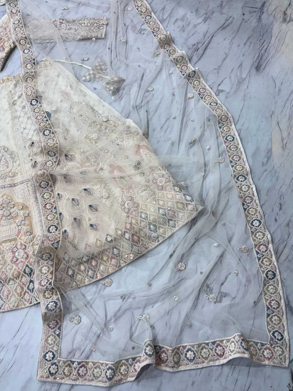 Ynf Butterfly Net KESH508 1064 Lehengas Wholesale Designer Lehenga Wedding Lehenga White Lehenga Manufacturer