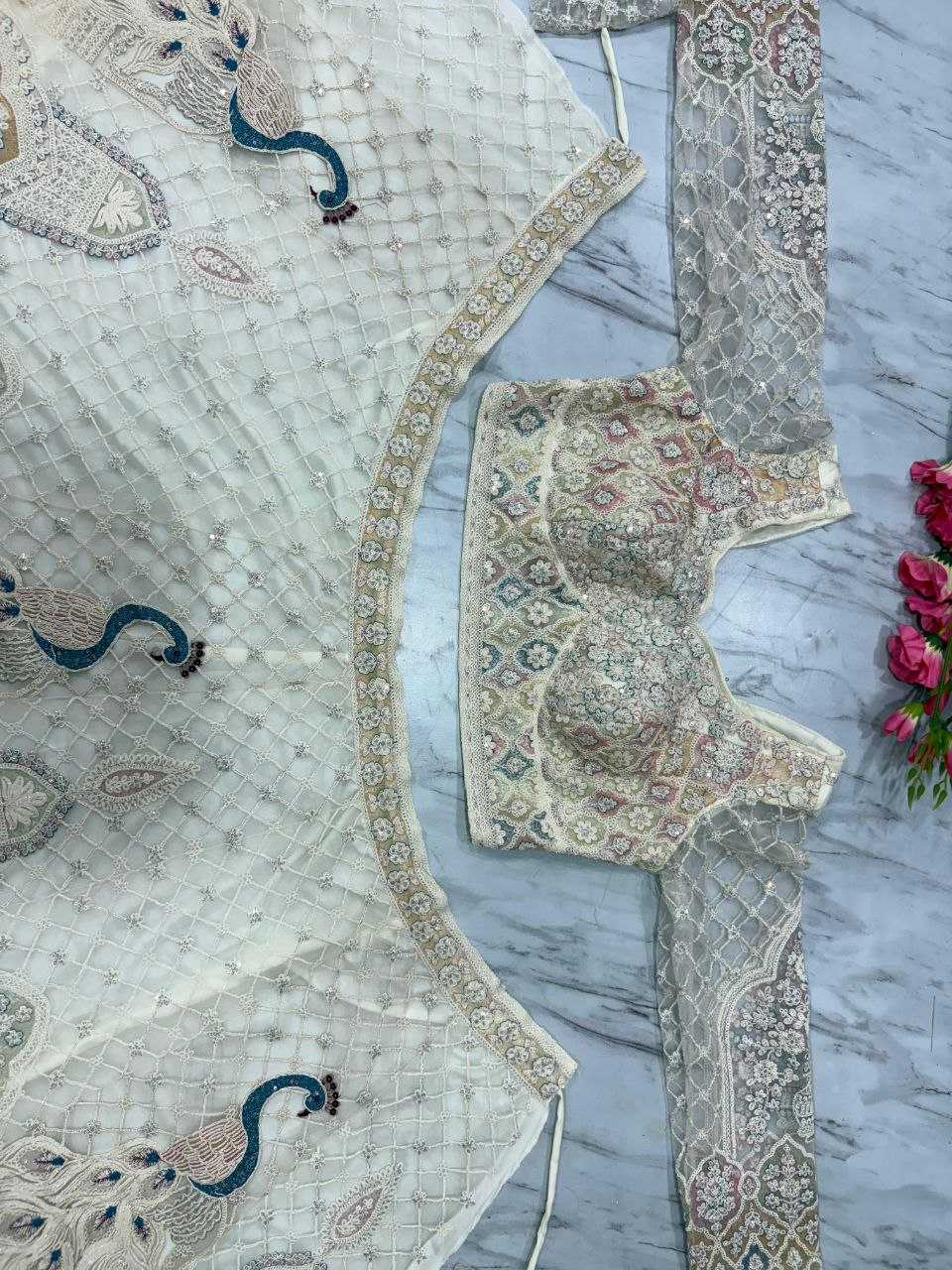 Ynf Butterfly Net KESH508 1064 Lehengas Wholesale Designer Lehenga Wedding Lehenga White Lehenga Manufacturer