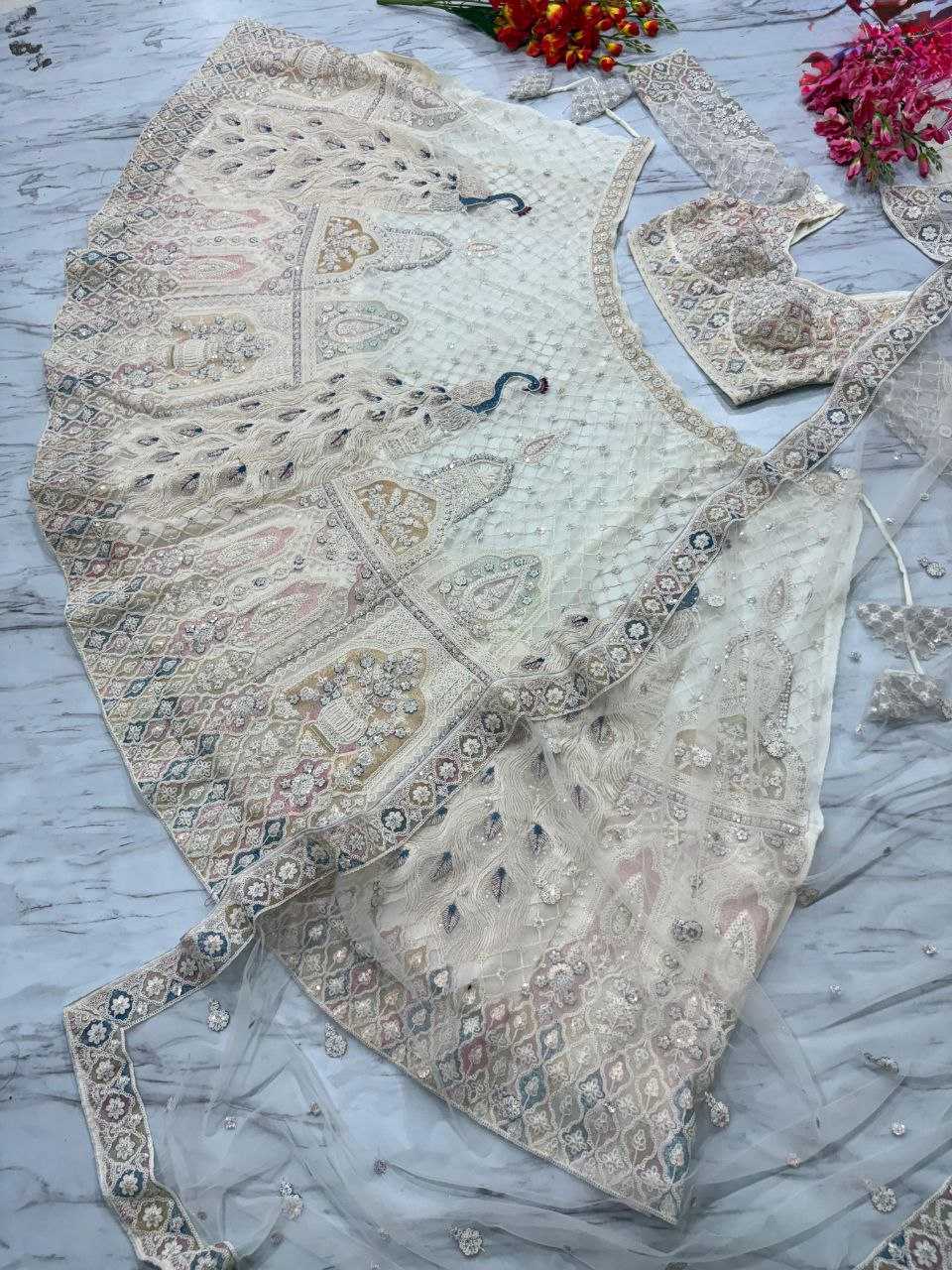 Ynf Butterfly Net KESH508 1064 Lehengas Wholesale Designer Lehenga Wedding Lehenga White Lehenga Manufacturer