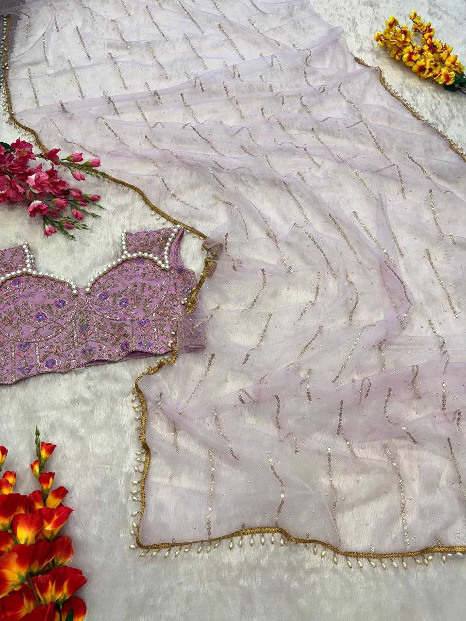 Ynf Butterfly Net KESH508 75 Sarees Wholesale Net Sarees Sequins Work Saree Manufacturer