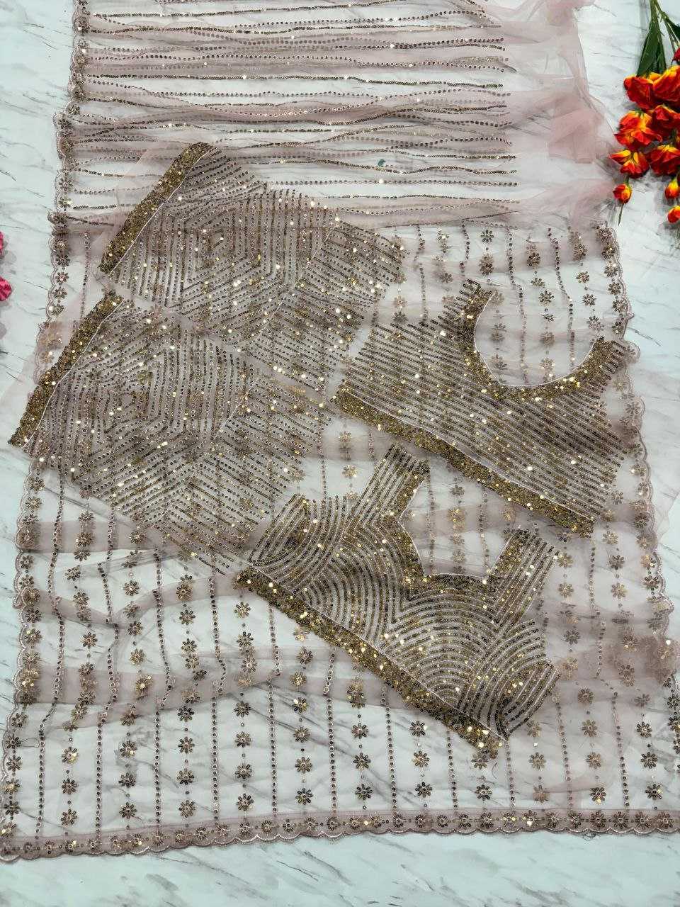 Ynf Butterfly Net KESH508 80 Sarees Wholesale Net Sarees Sequins Work Saree Manufacturer