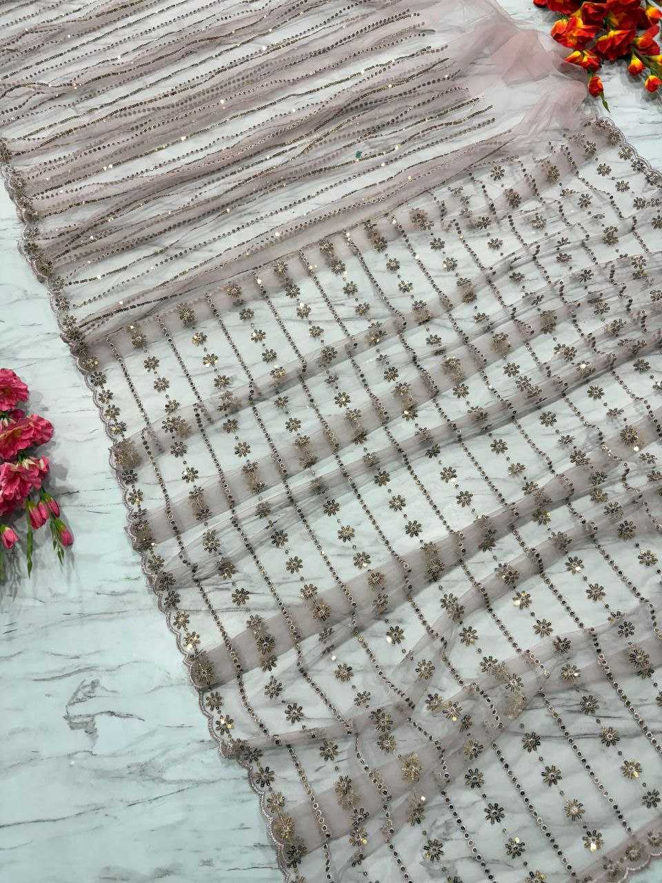 Ynf Butterfly Net KESH508 80 Sarees Wholesale Net Sarees Sequins Work Saree Manufacturer