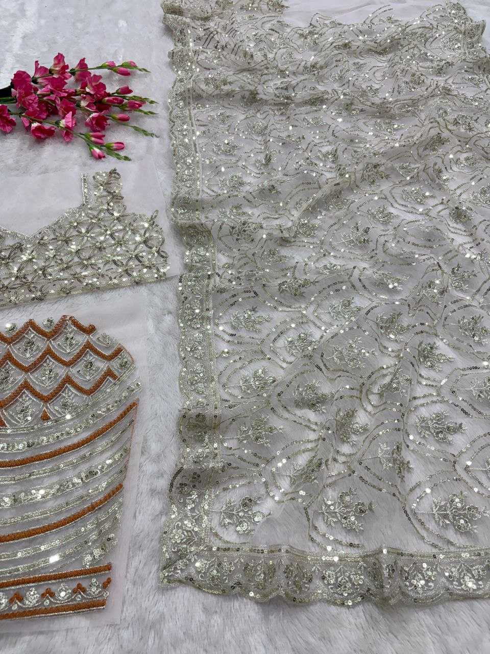 Ynf Butterfly Net KESH508 81 Sarees Wholesale Net Sarees Sequins Work Saree Manufacturer