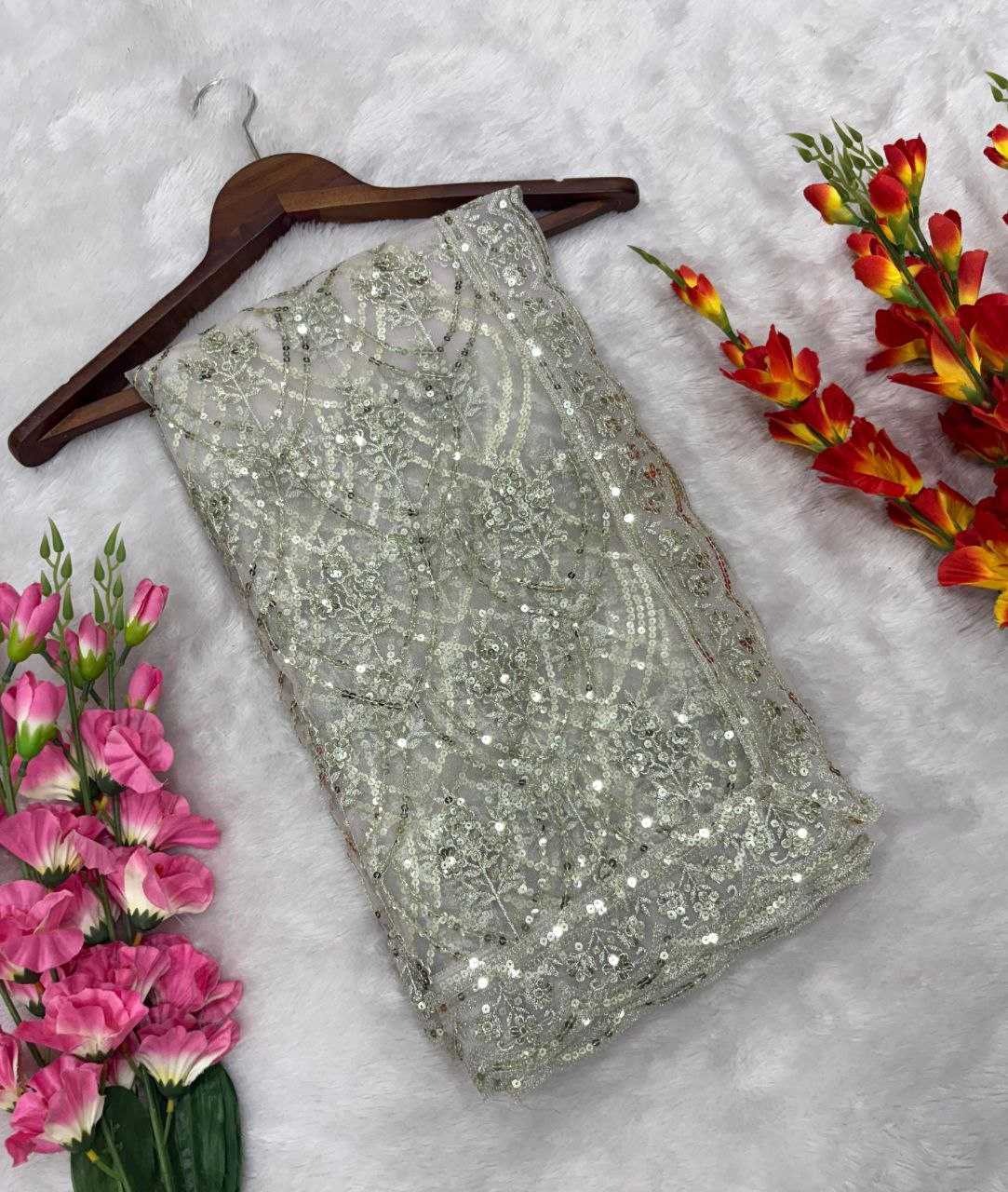 Ynf Butterfly Net KESH508 81 Sarees Wholesale Net Sarees Sequins Work Saree Manufacturer