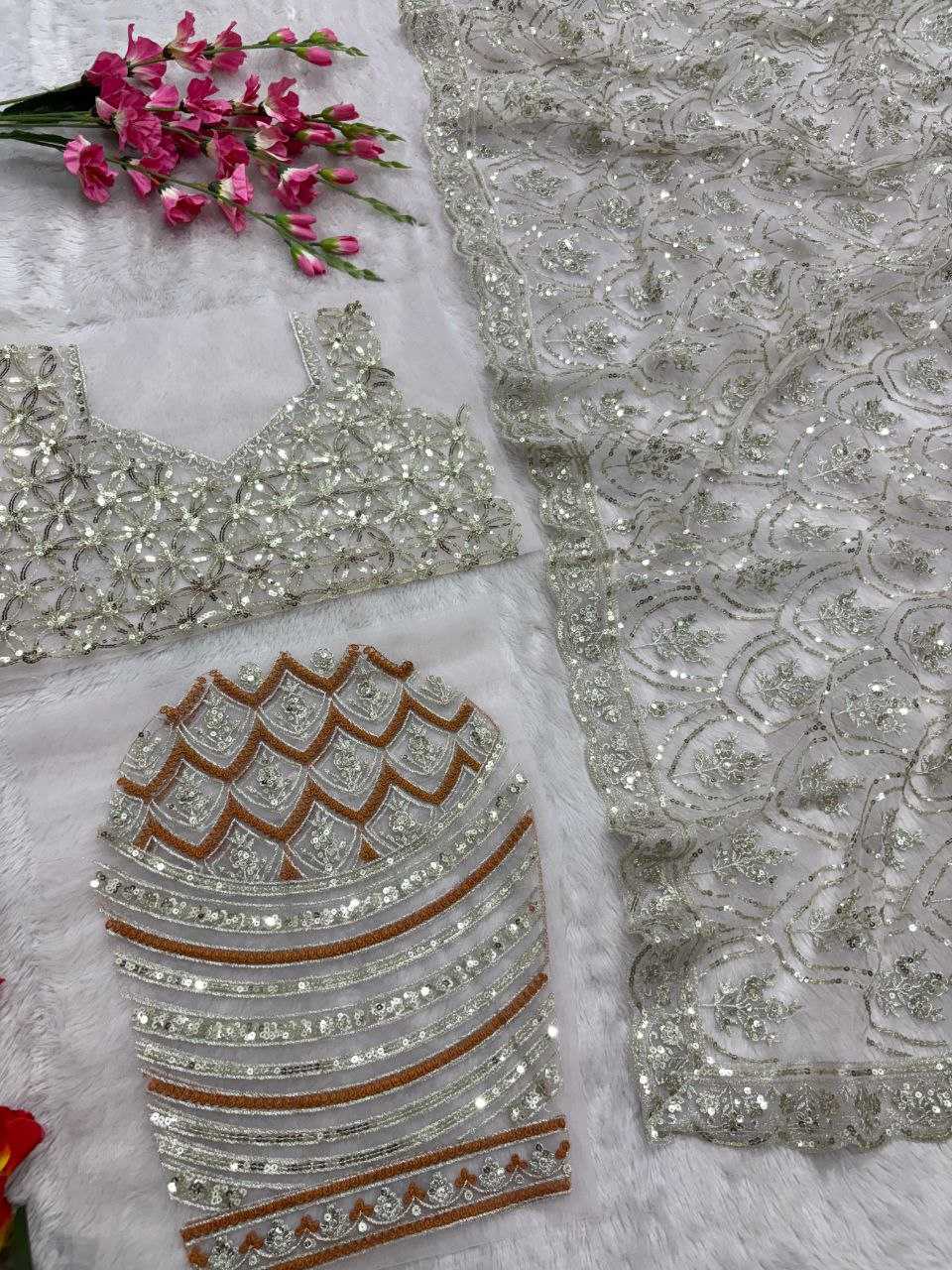 Ynf Butterfly Net KESH508 81 Sarees Wholesale Net Sarees Sequins Work Saree Manufacturer