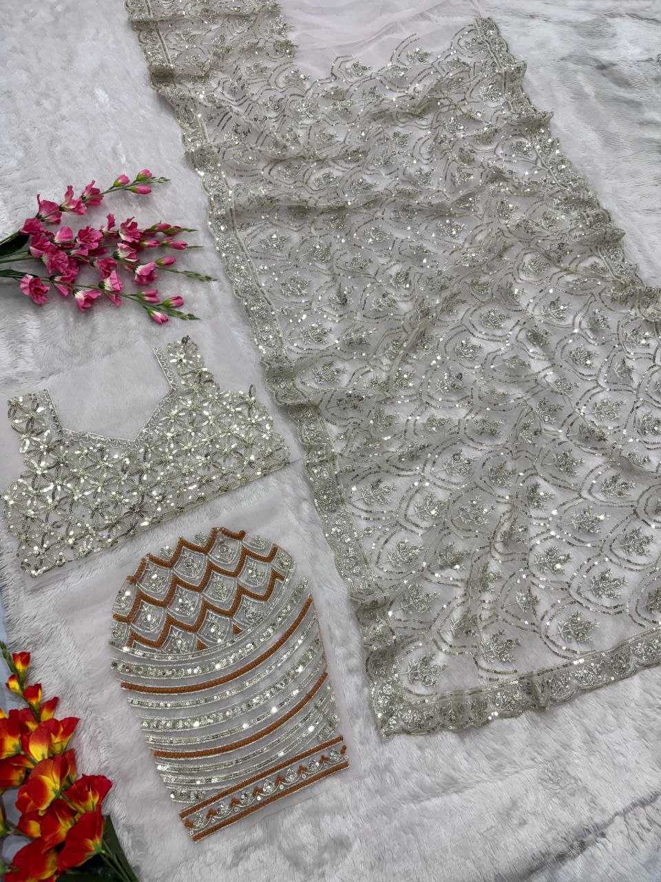 Ynf Butterfly Net KESH508 81 Sarees Wholesale Net Sarees Sequins Work Saree Manufacturer
