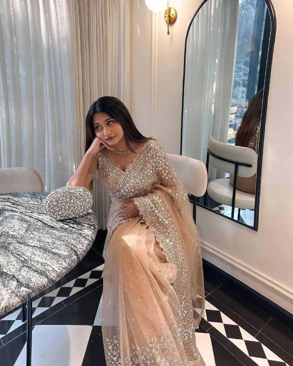 Ynf Butterfly Net KESH508 82 Sarees Wholesale Party Wear Sarees Sequins Work Saree Manufacturer
