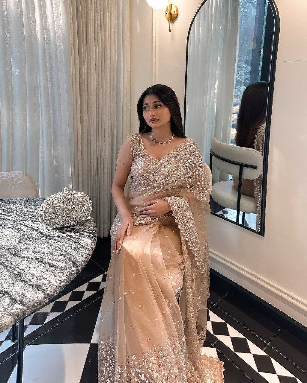 Ynf Butterfly Net KESH508 82 Sarees Wholesale Party Wear Sarees Sequins Work Saree Manufacturer