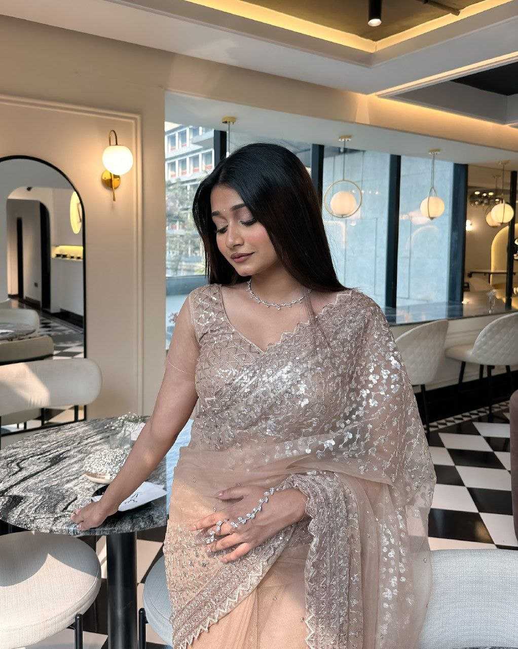 Ynf Butterfly Net KESH508 82 Sarees Wholesale Party Wear Sarees Sequins Work Saree Manufacturer