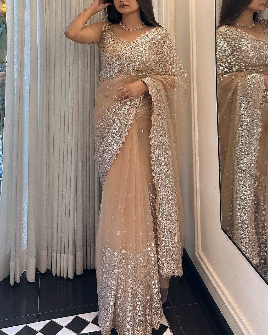 Ynf Butterfly Net KESH508 82 Sarees Wholesale Party Wear Sarees Sequins Work Saree Manufacturer