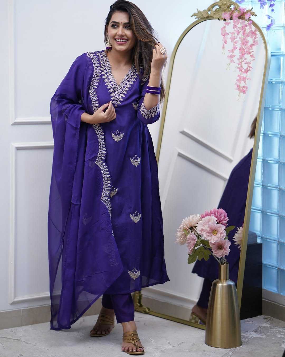 Ynf Chanderi Cotton KESH545 1020 Gowns Wholesale Fancy Gowns Embroidery Gowns Manufacturer