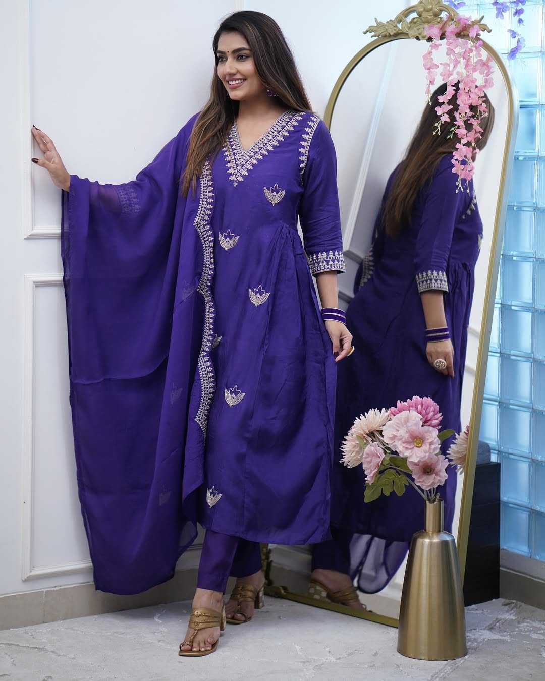 Ynf Chanderi Cotton KESH545 1020 Gowns Wholesale Fancy Gowns Embroidery Gowns Manufacturer